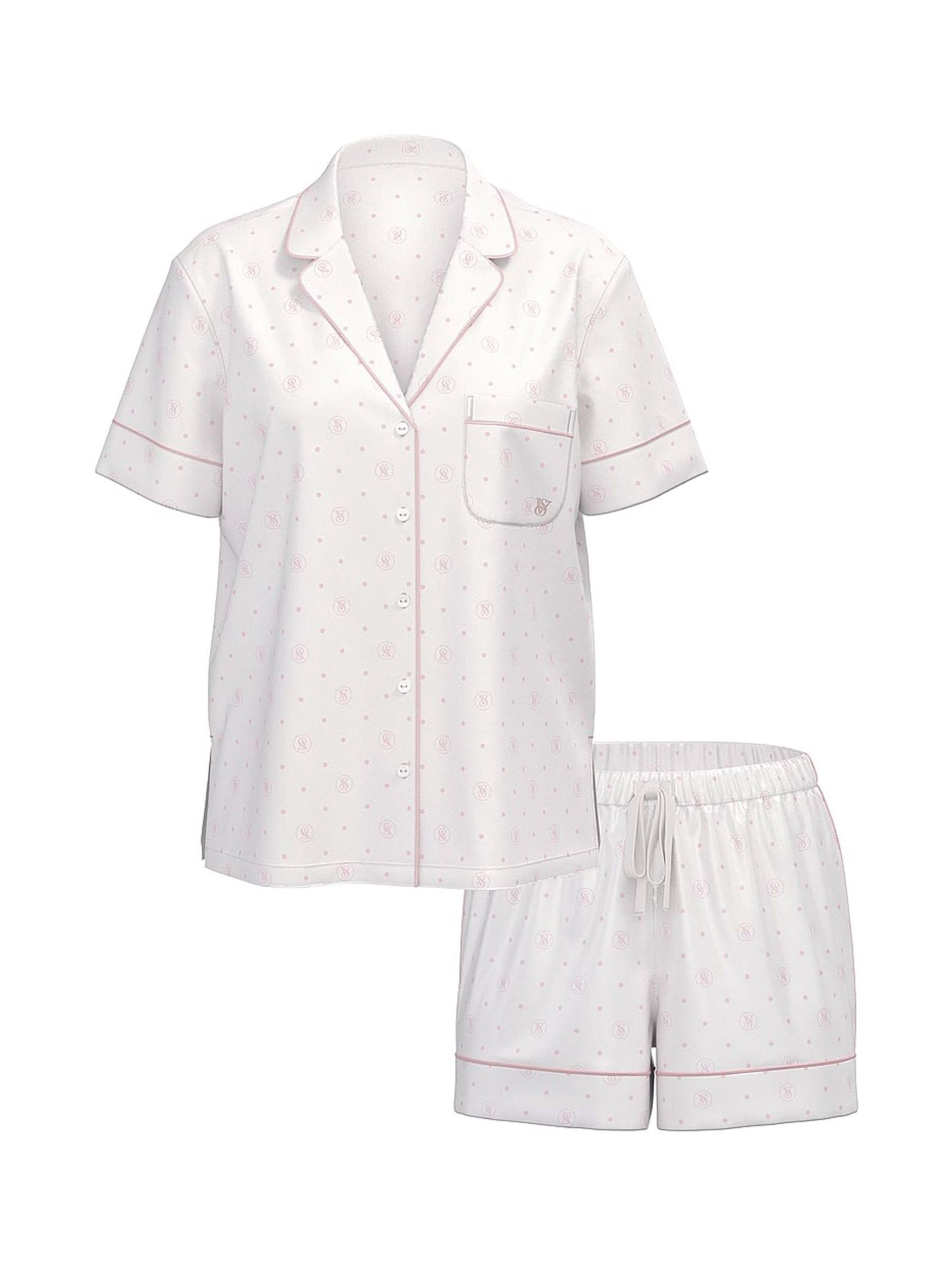 White Lockup Dot Satin Short Pyjamas Set - Image 3 of 3