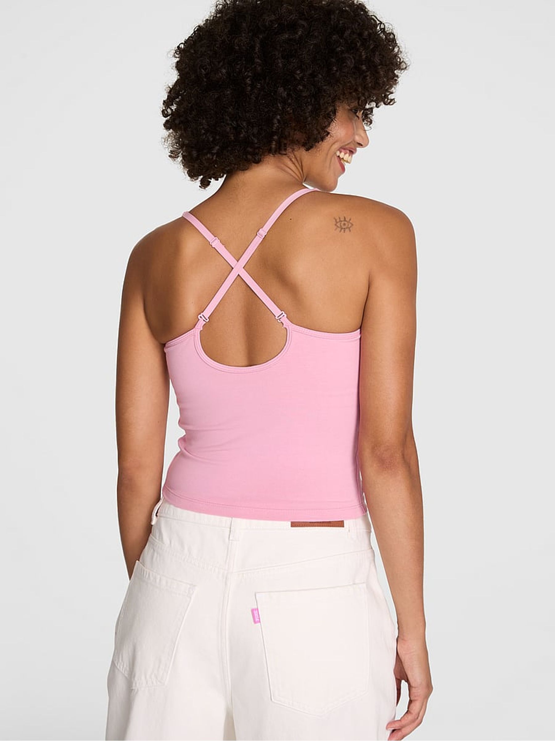 Cameo Pink Shine Cotton Square Neck Sports Bra - Image 2 of 2