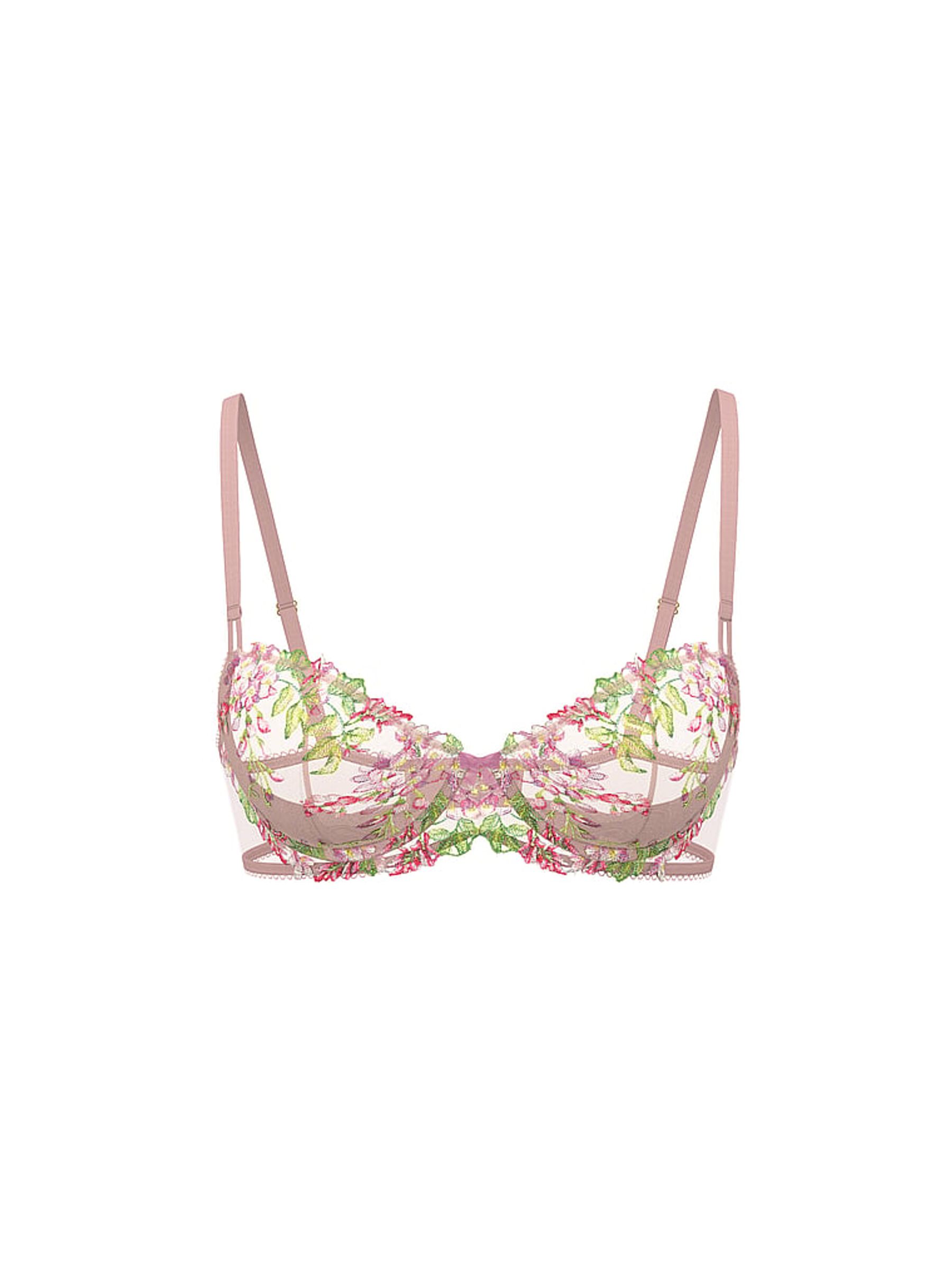 Pink Unlined Balcony Wisteria Embroidery Bra - Image 3 of 3