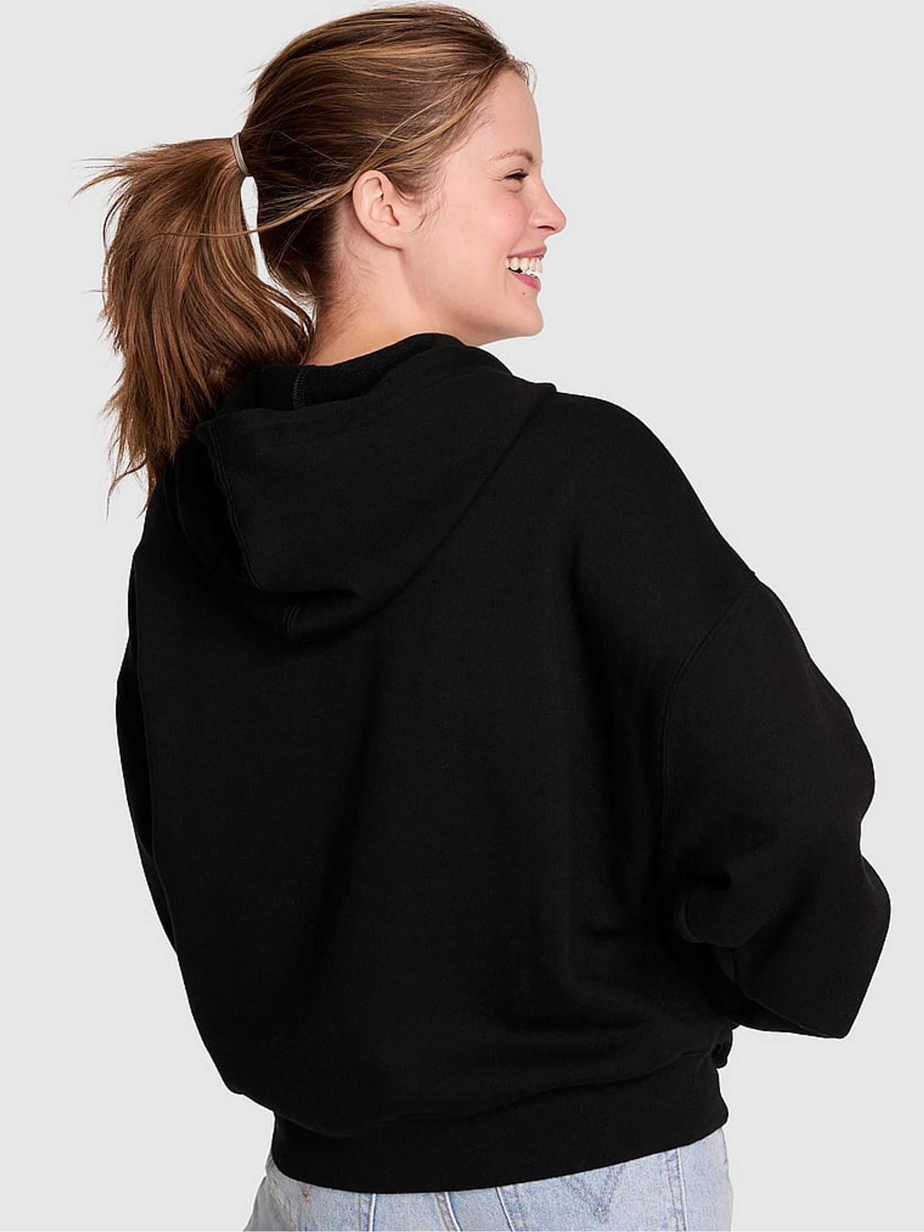 Black Half Zip Fleece Hoodie - Image 2 of 3