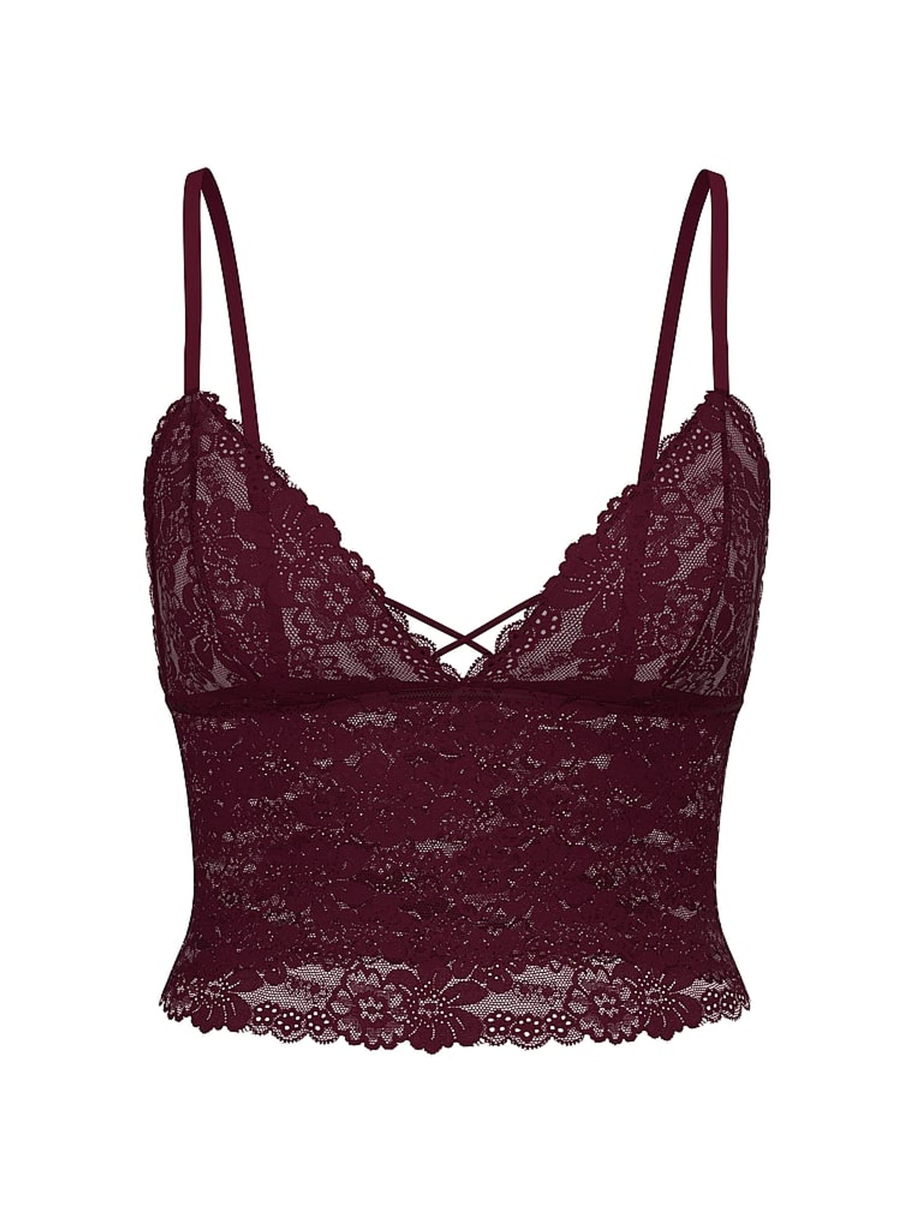 Wild Rose Purple Bralette Diamonte Lace Bra Top - Image 4 of 4