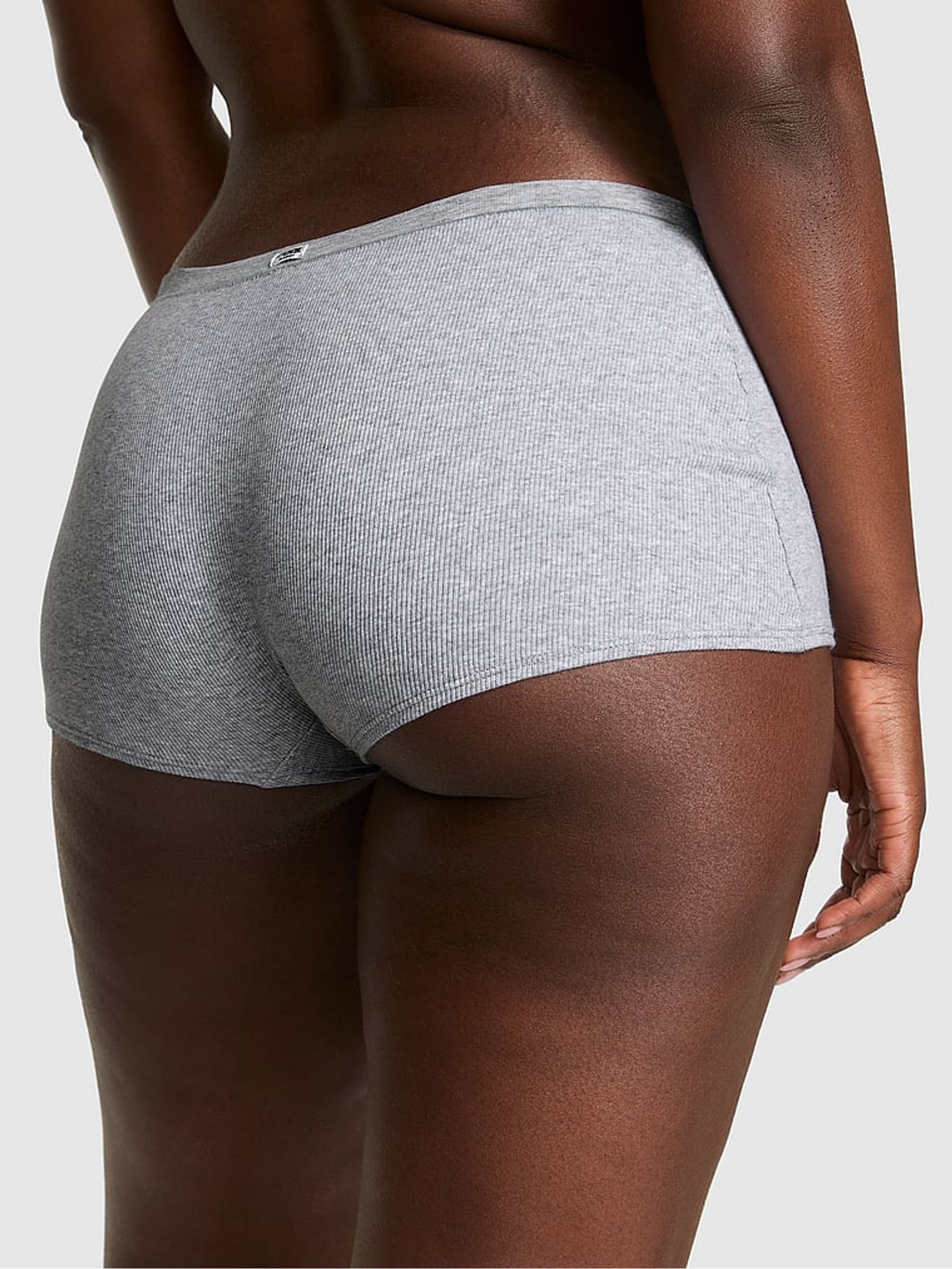 Medium Heather Grey Boyshort Cotton Knickers - Image 2 of 3