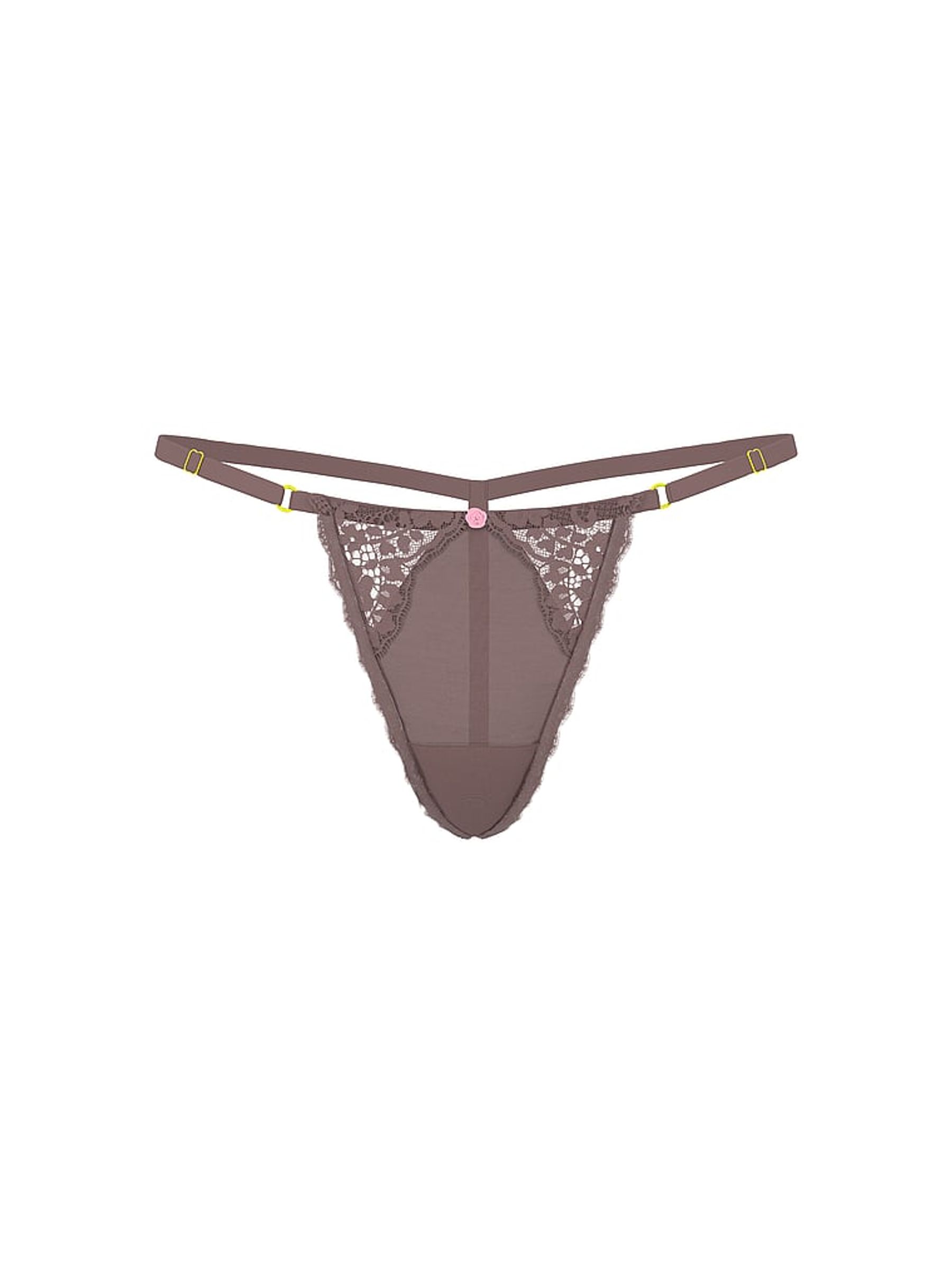 Titanium Grey Lace Trim G String Knickers - Image 3 of 3
