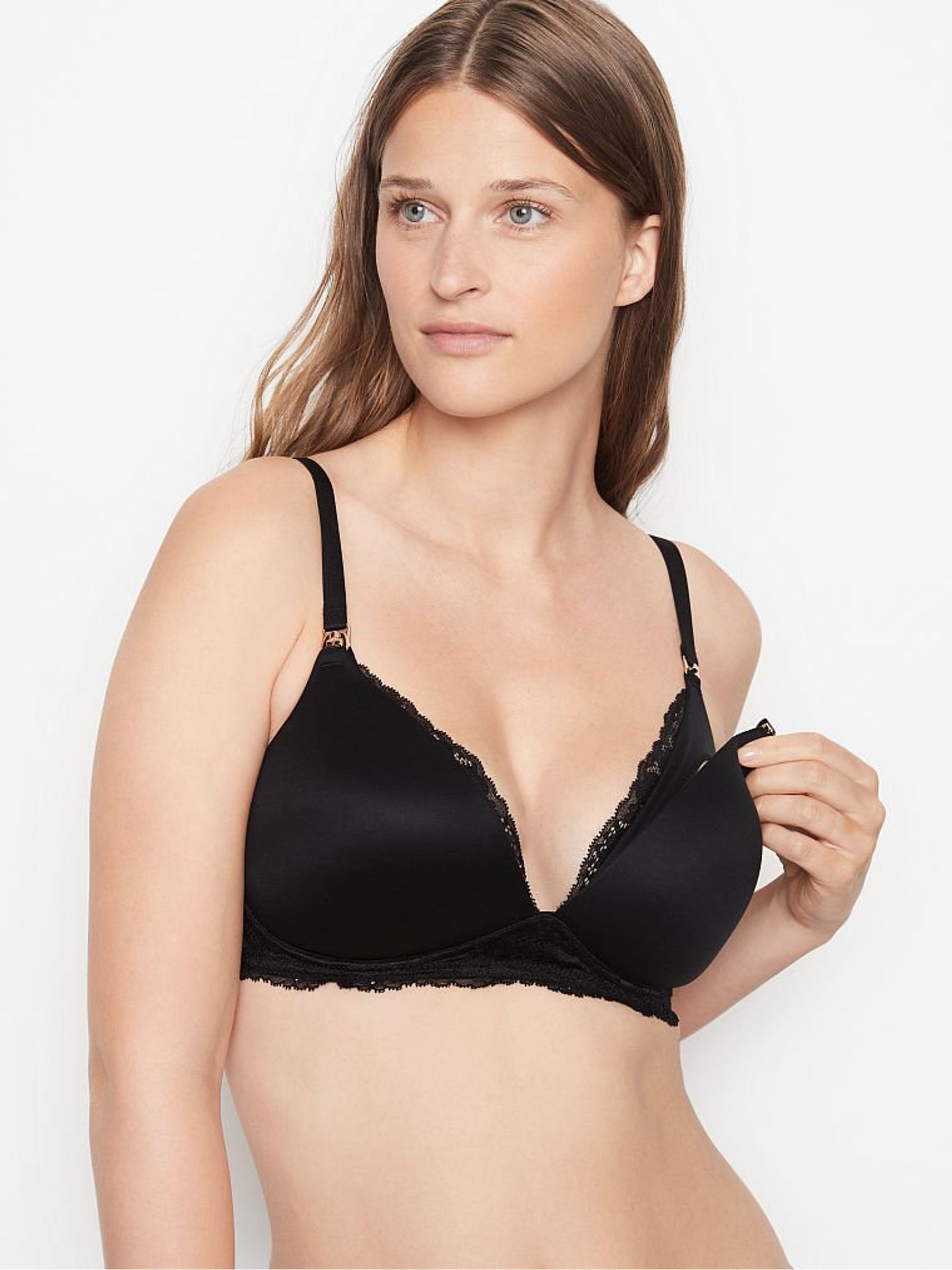 Black Non Wired Lightly Lined Lace Wing Nursing Bra - Image 1 of 3