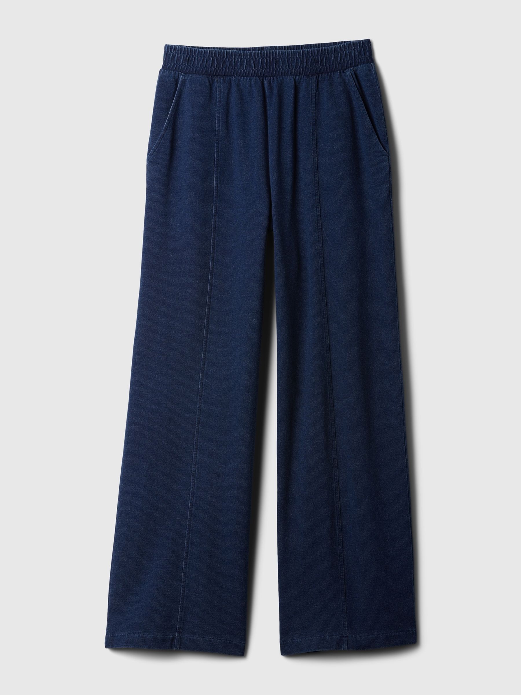 Blue Cotton Wide Leg Pull On Joggers - Image 4 of 4