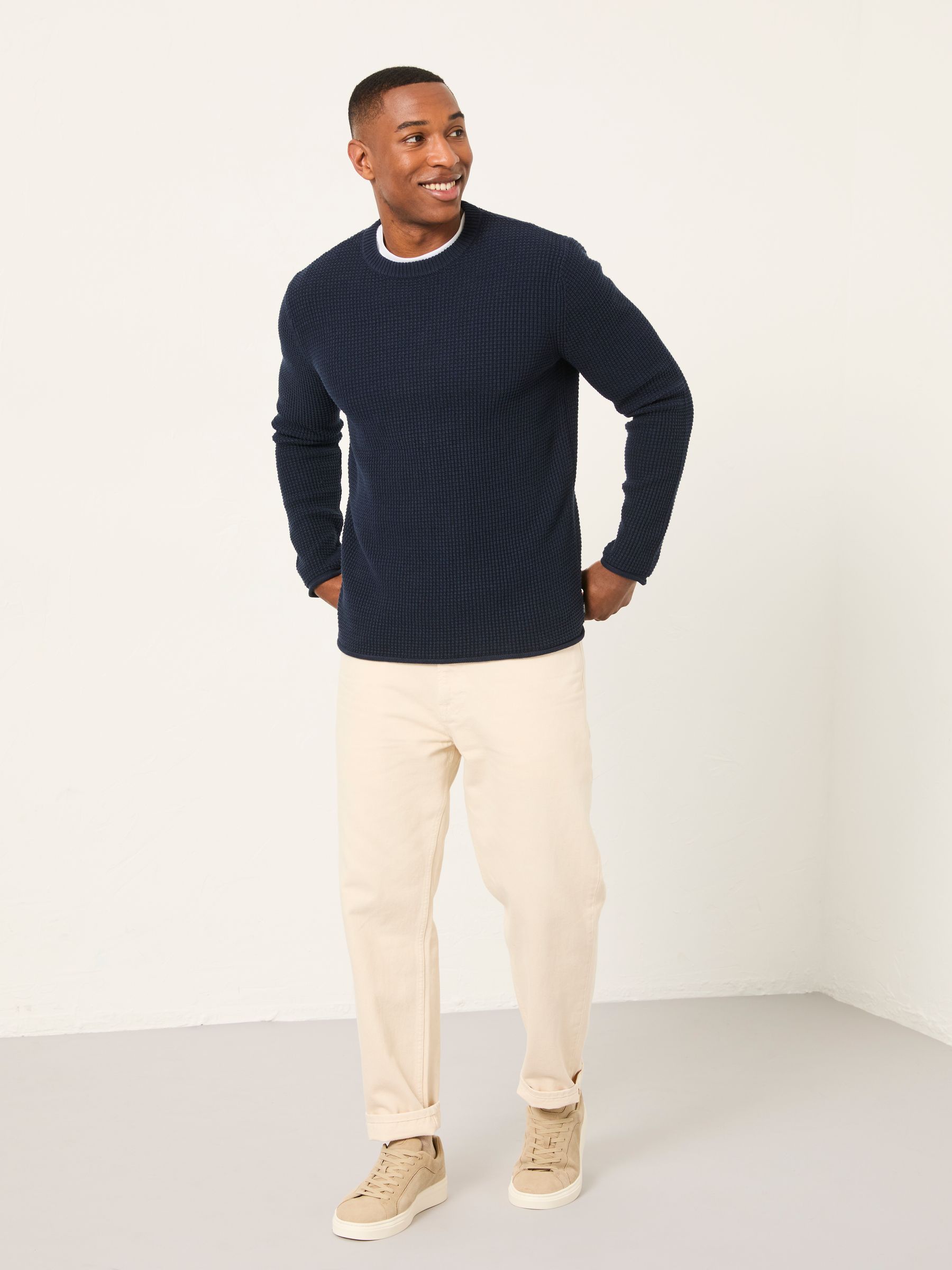 Penrith Navy Crew Neck Knitted Jumper - Image 3 of 6