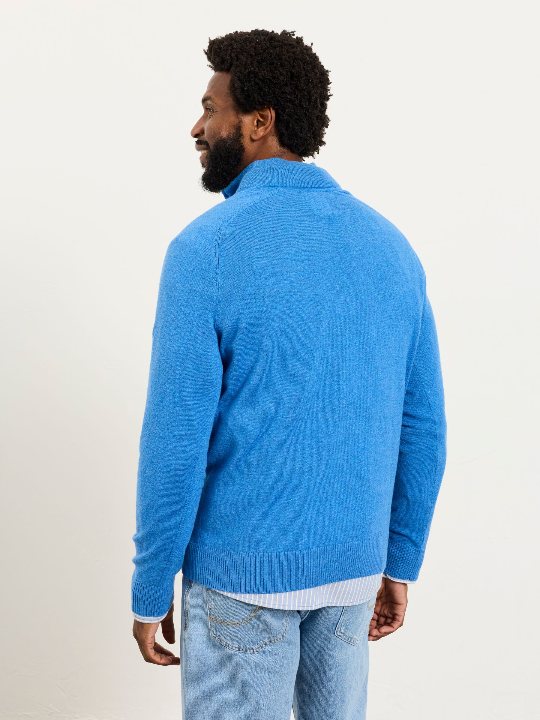 Rye Cobalt Blue Quarter Neck Knitted Jumper - Image 2 of 6