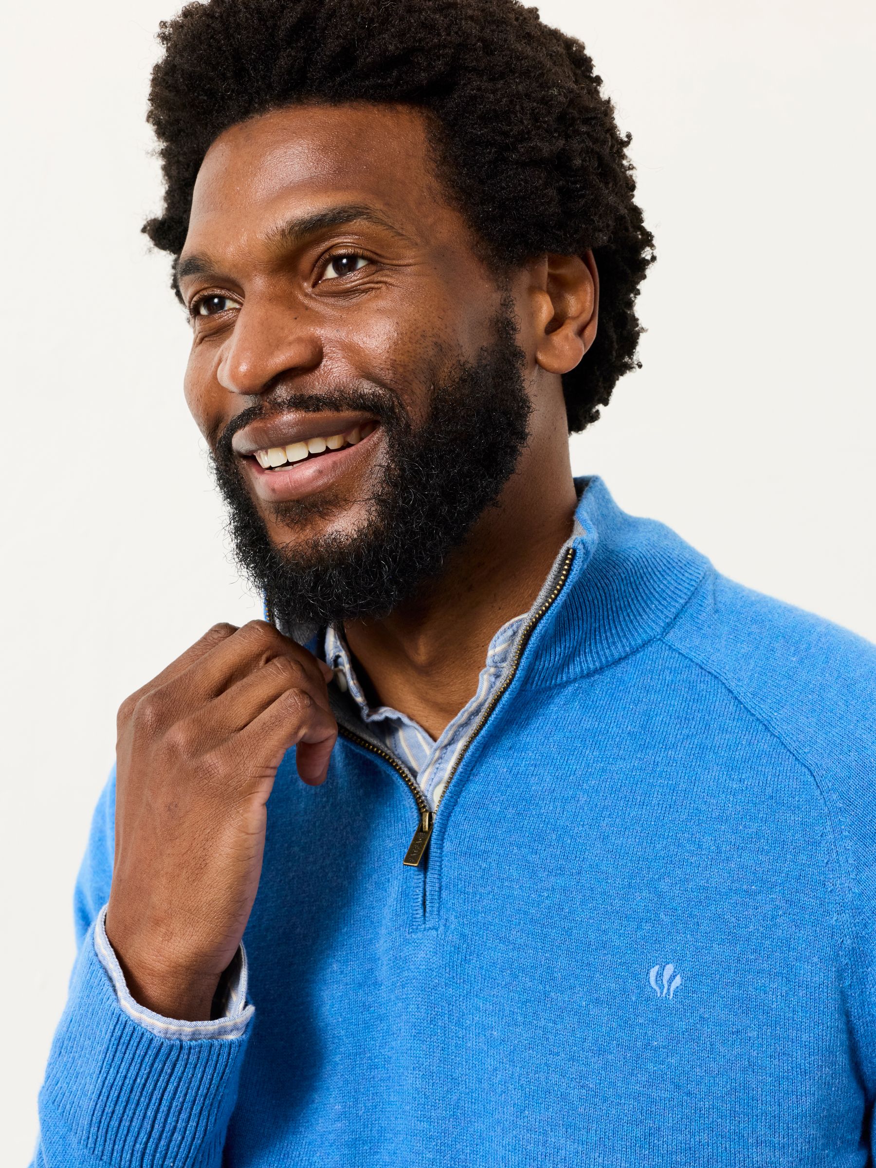 Rye Cobalt Blue Quarter Neck Knitted Jumper - Image 5 of 6