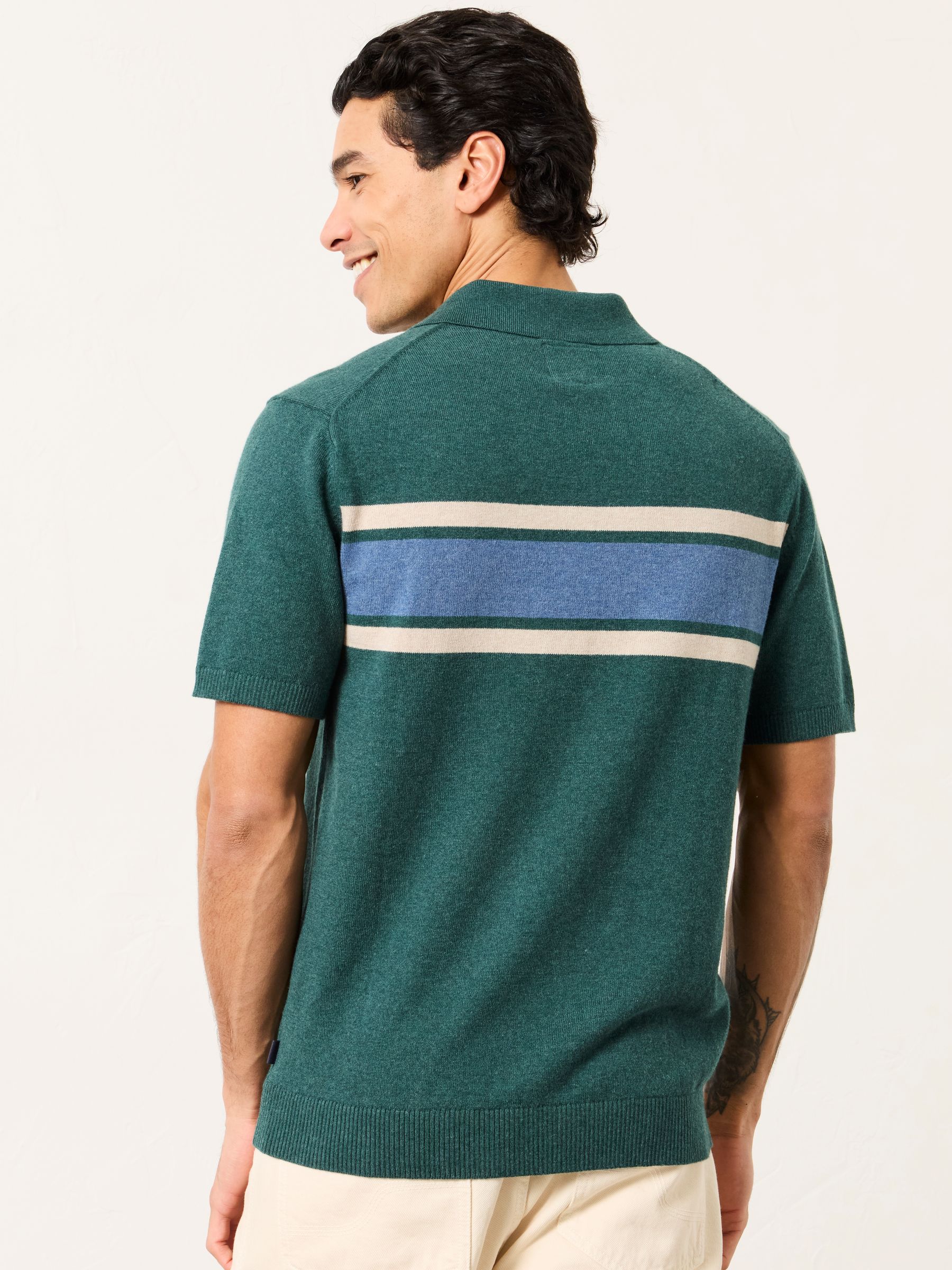 Rye Emerald Green Chest Stripe Knitted Polo - Image 2 of 6