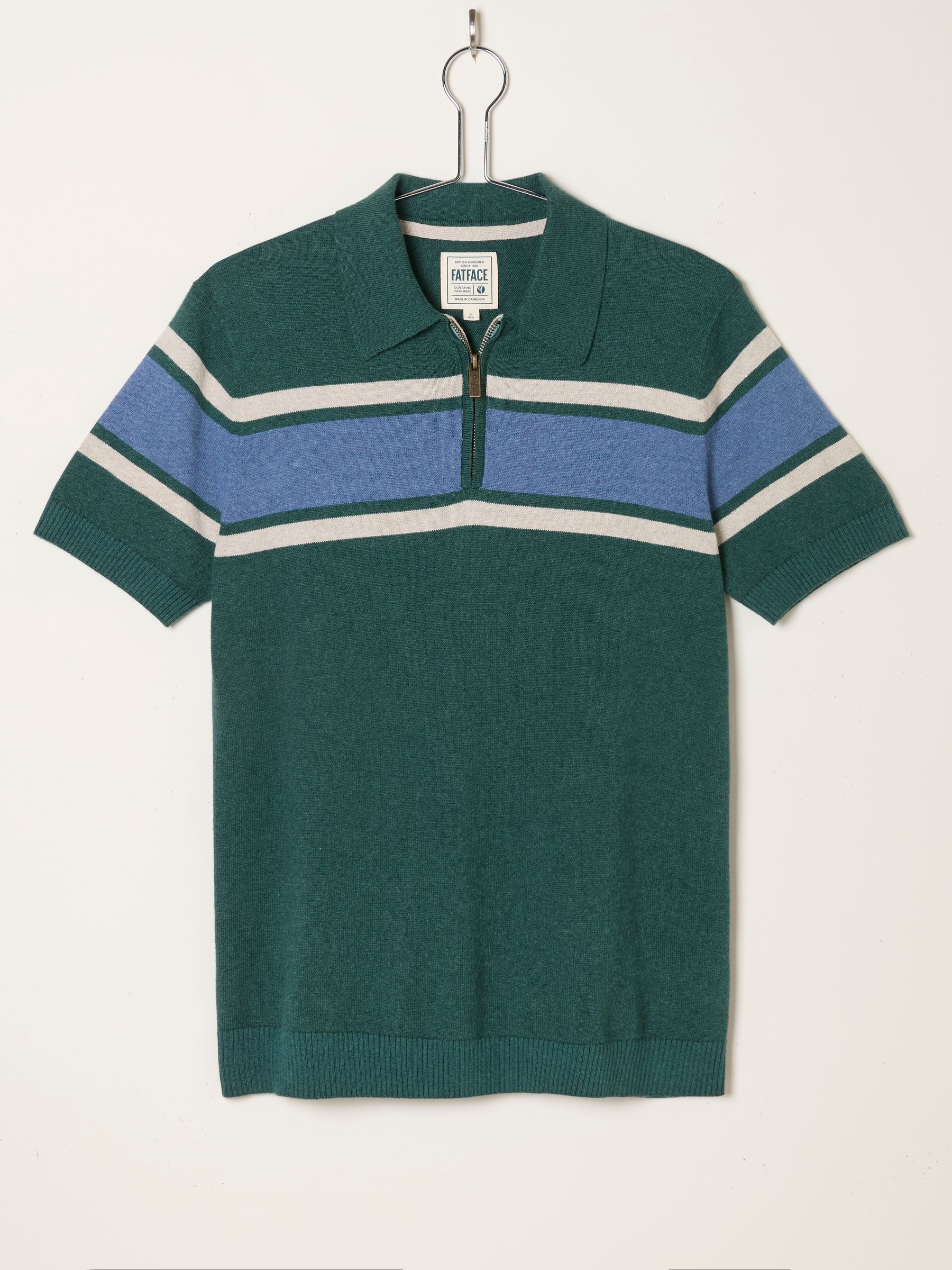 Rye Emerald Green Chest Stripe Knitted Polo - Image 5 of 6