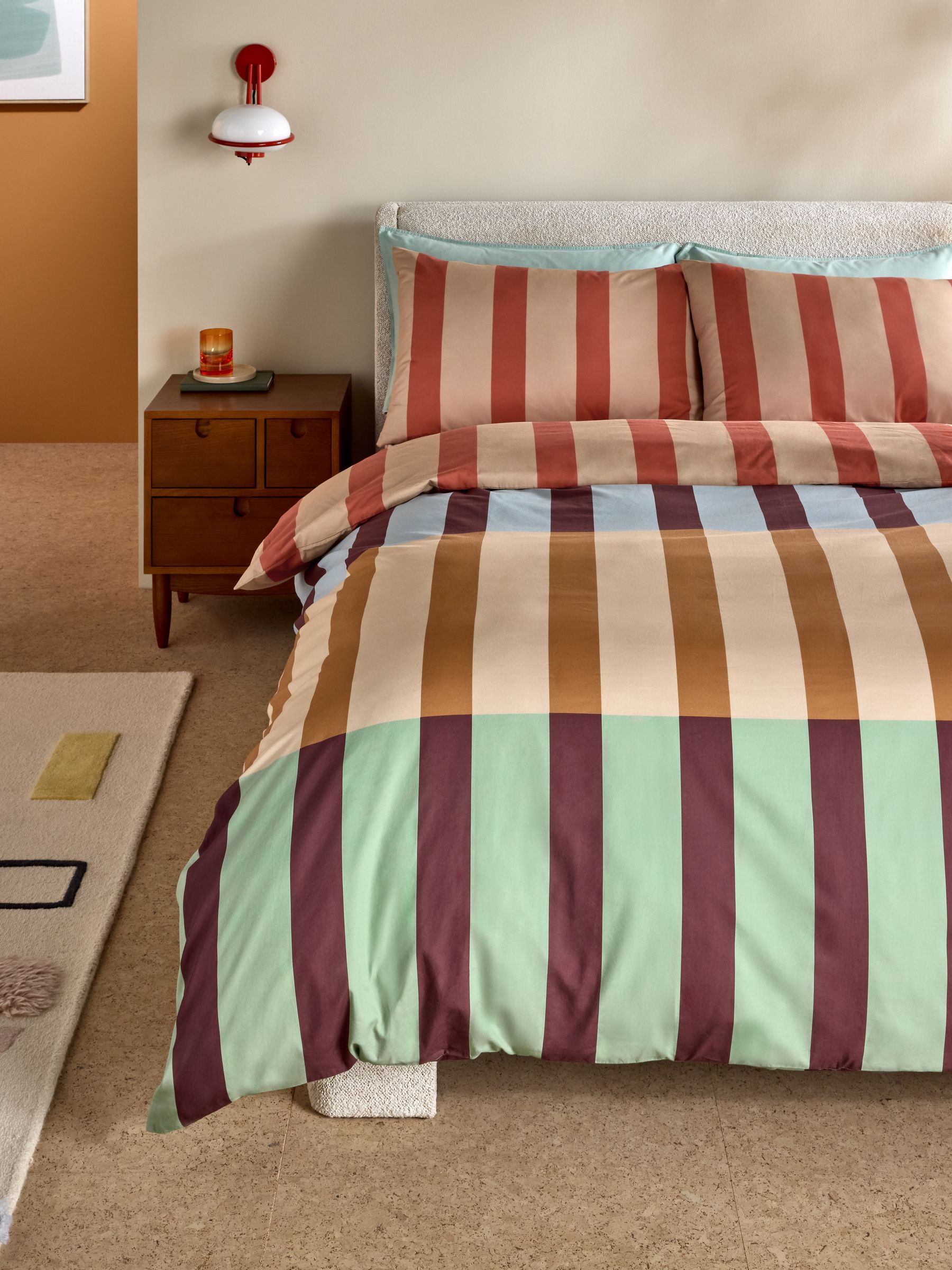 Terri 180 Thread Count Duvet Cover and Pillowcase Set in Rust - Image 1 of 4