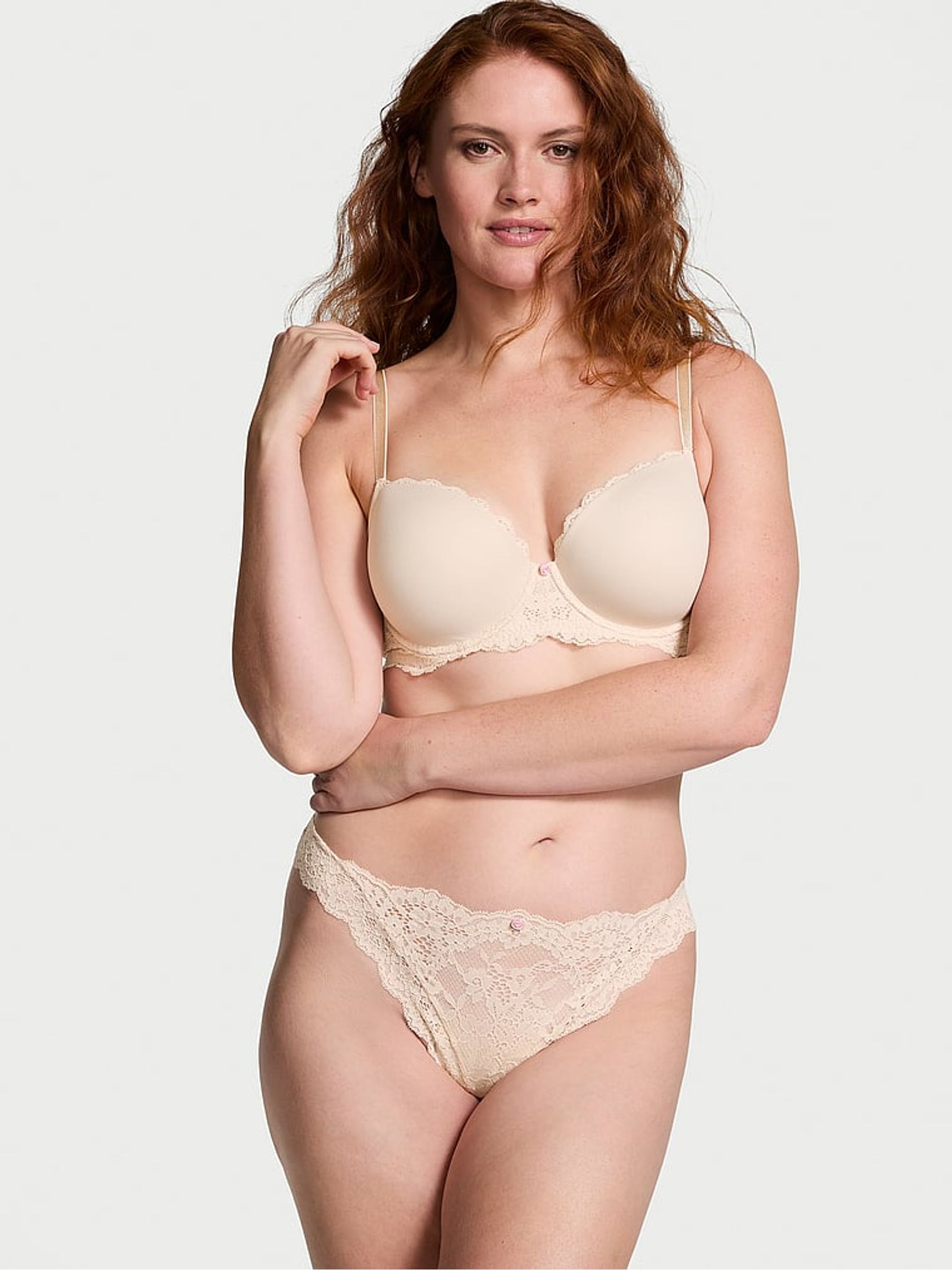 Marzipan Nude Thong Lace Knickers - Image 3 of 4