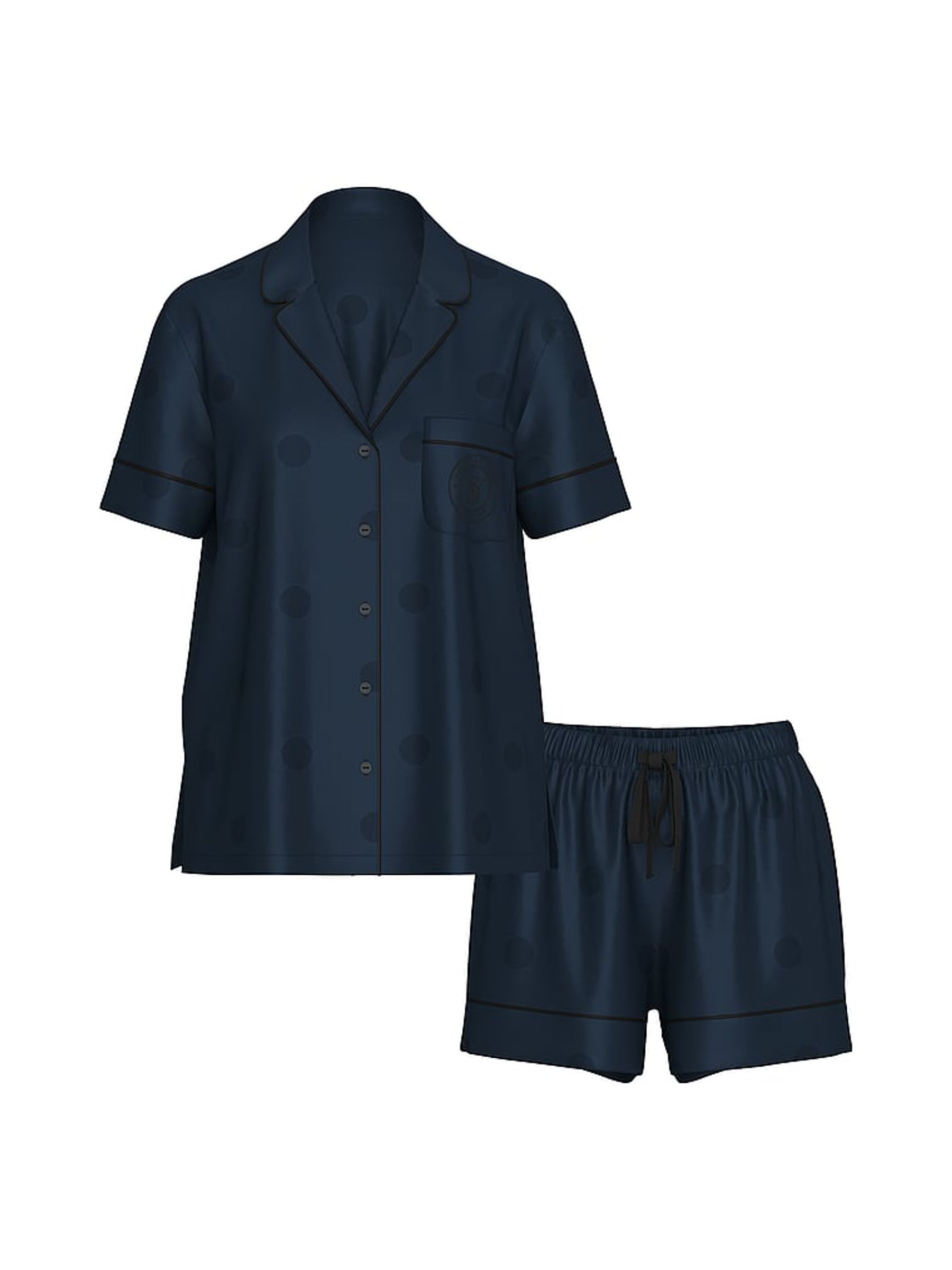 Dot Twilight Jacquard Blue Satin Short Pyjamas Set - Image 4 of 4