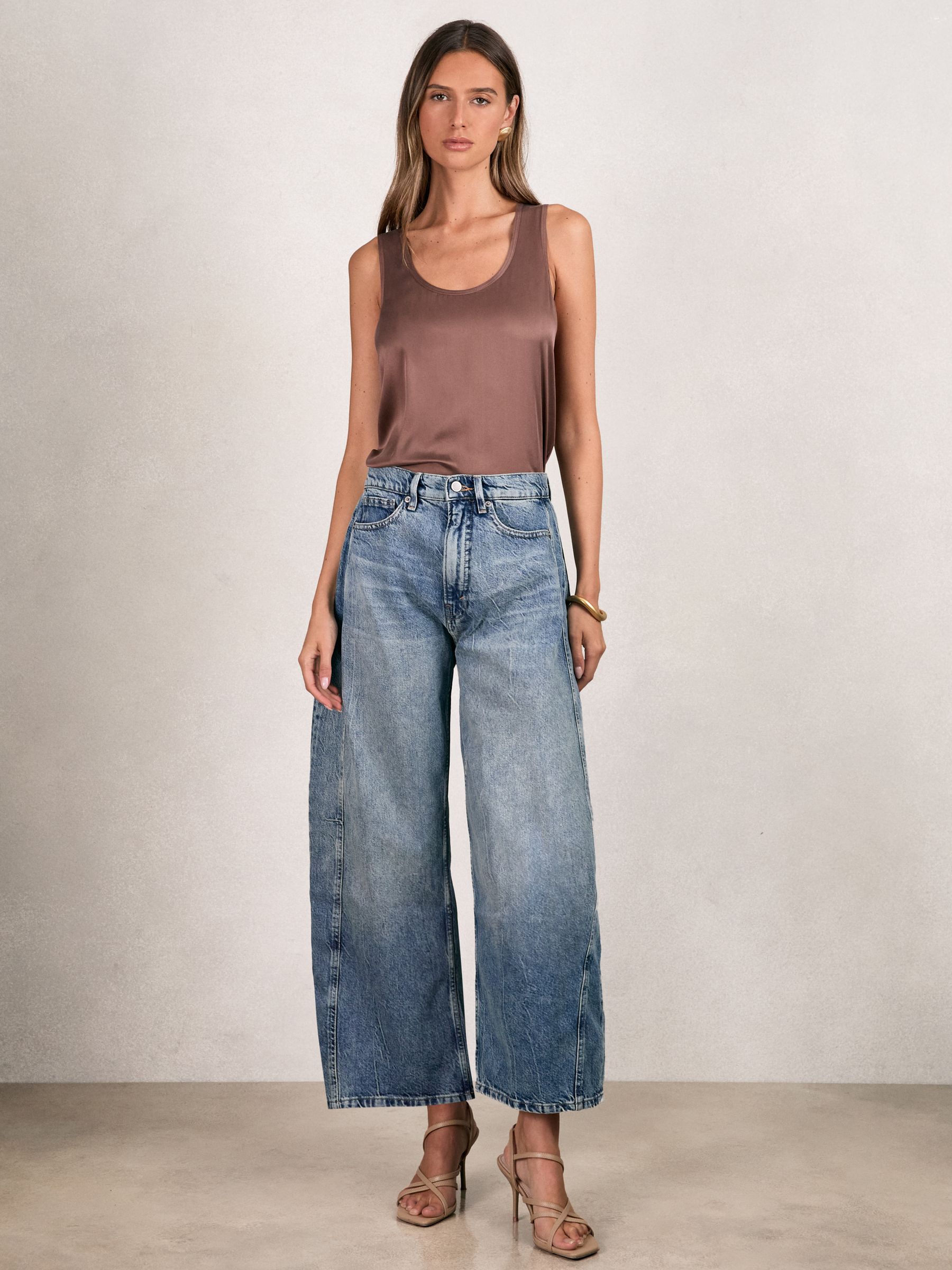 Good American Oversized Barrel Jeans in Indigo Blue - Image 1 of 6 Good American Oversized Barrel Jeans in Indigo Blue - Image 1 of 6