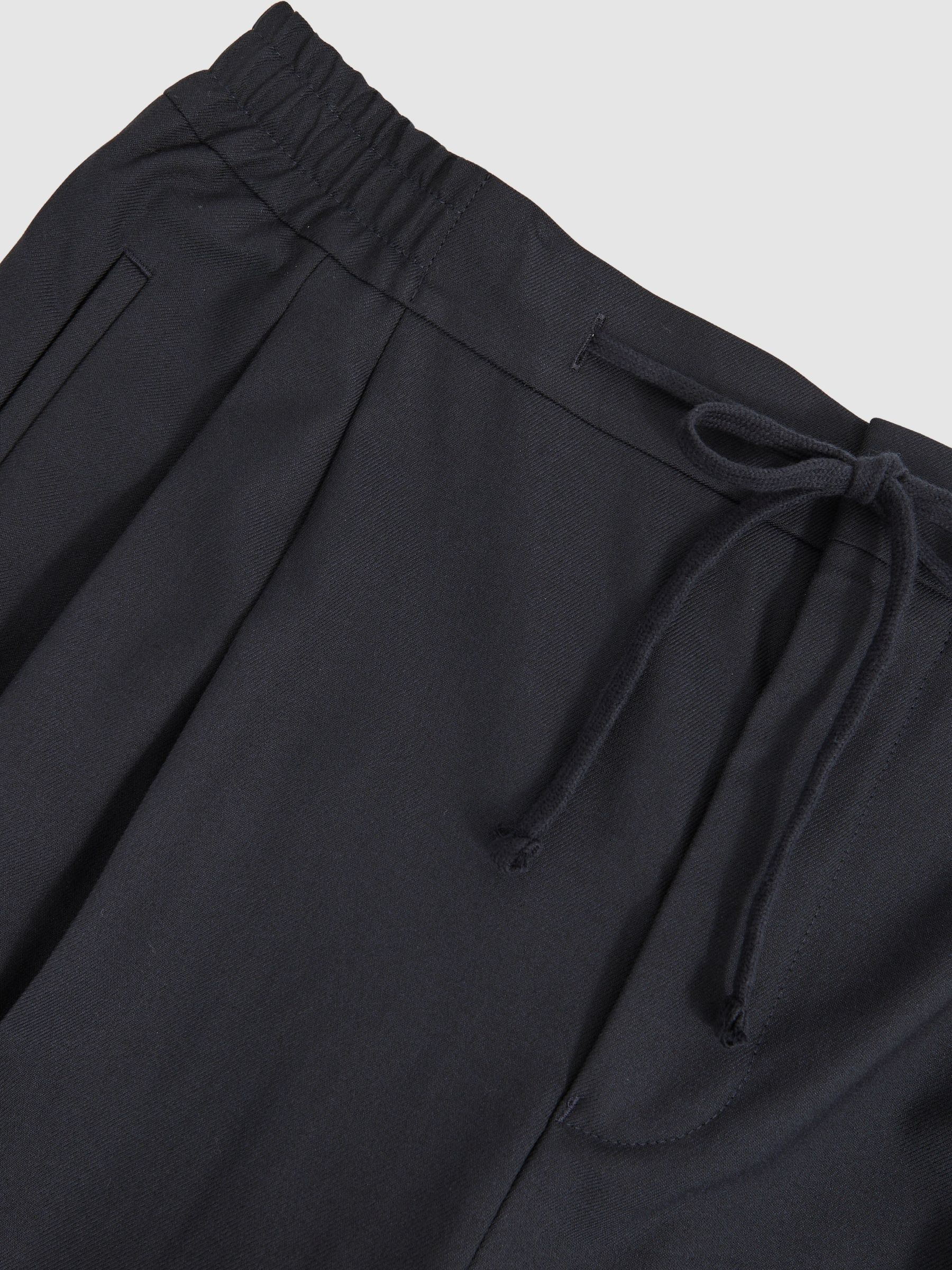Wide Leg Pleated Drawstring Trousers in Navy - Image 6 of 6