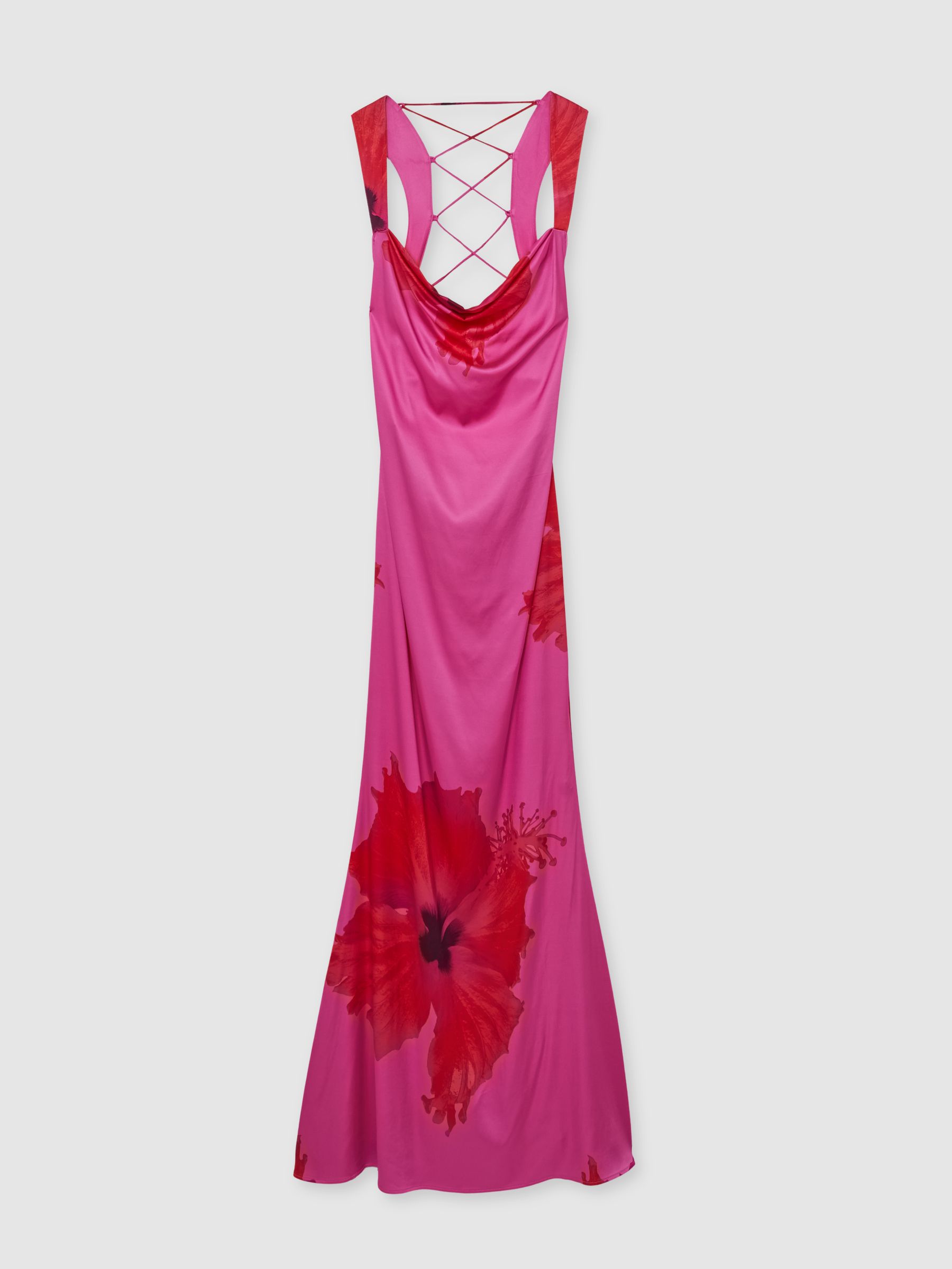 Good American Satin Floral Maxi Dress in Pink - Image 2 of 5