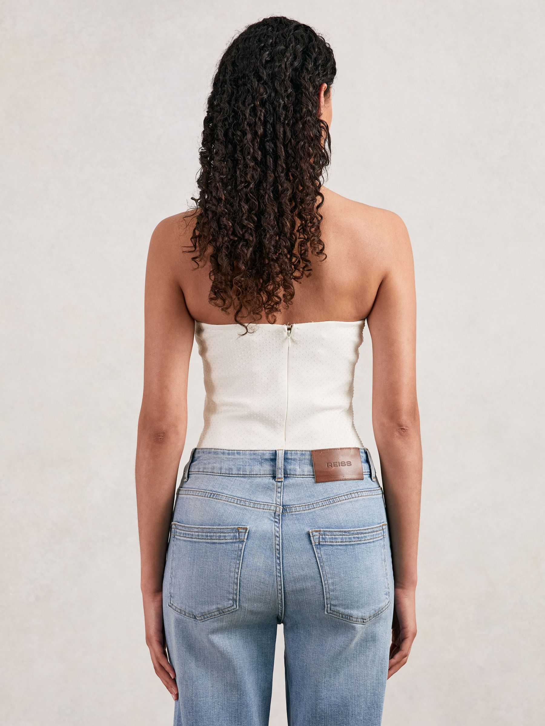 Good American Crystal Corset Bodysuit in White - image 4