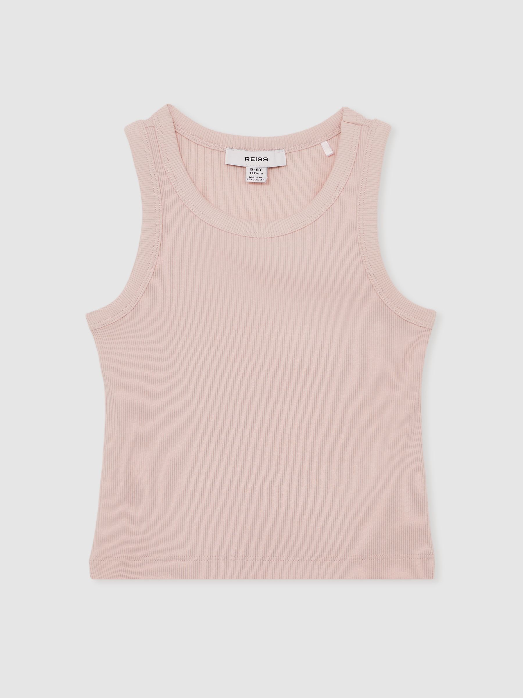 9-13 yrs Stretch-Cotton Ribbed Vest in Pink - Image 2 of 4