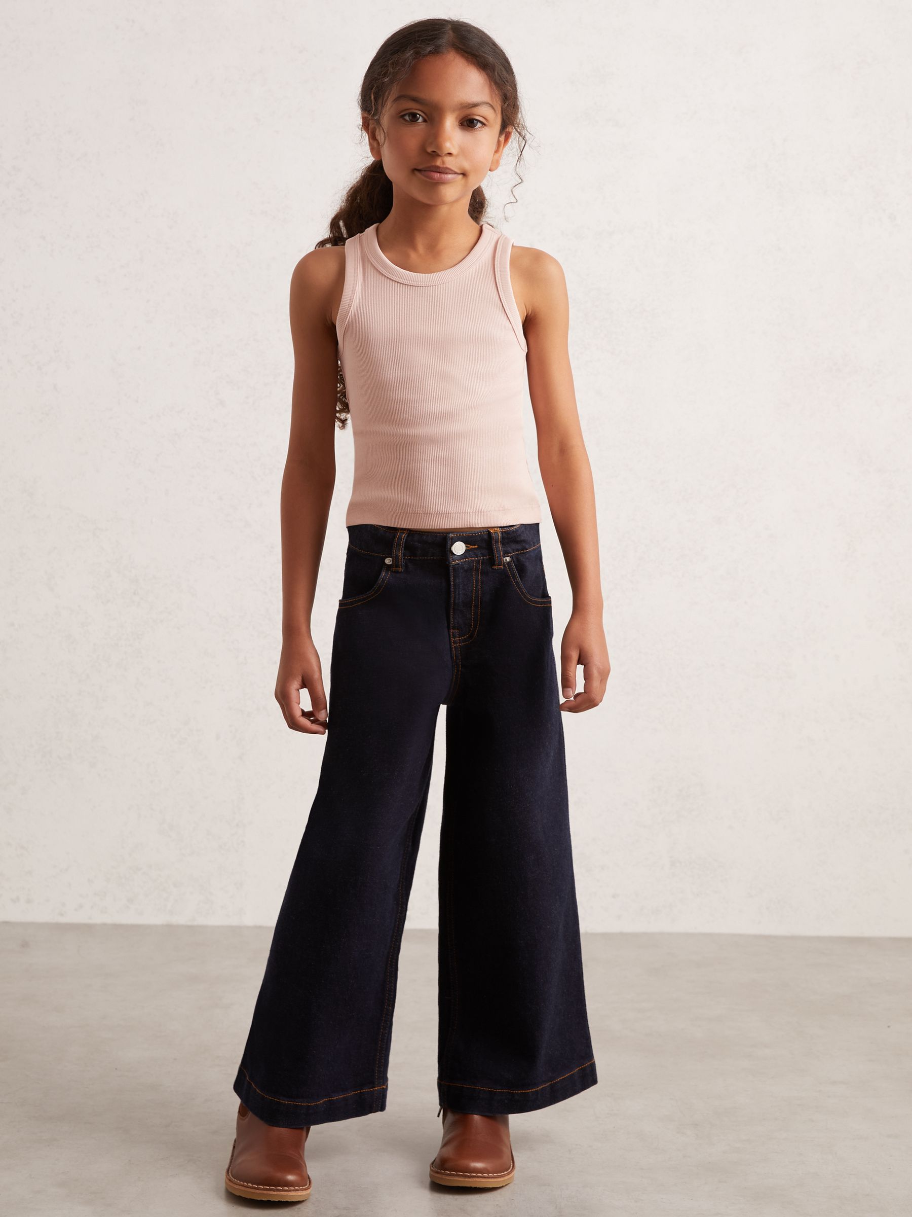 9-13 yrs Stretch-Cotton Ribbed Vest in Pink - Image 3 of 4