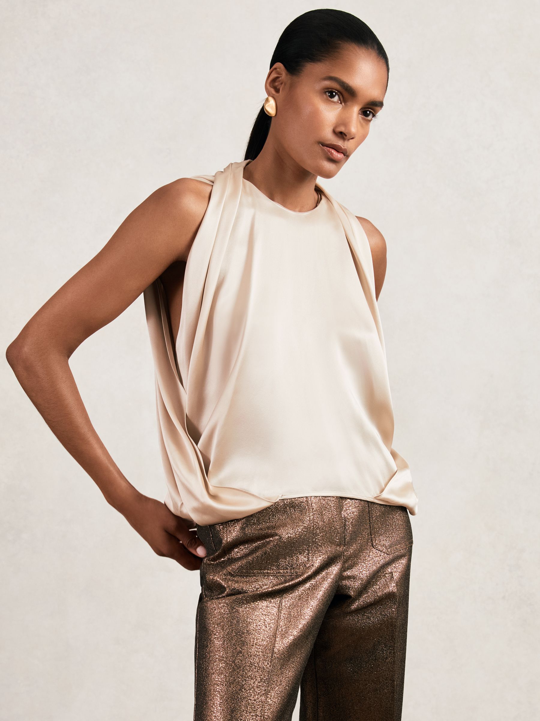 Reiss Top in Champagne Neutral