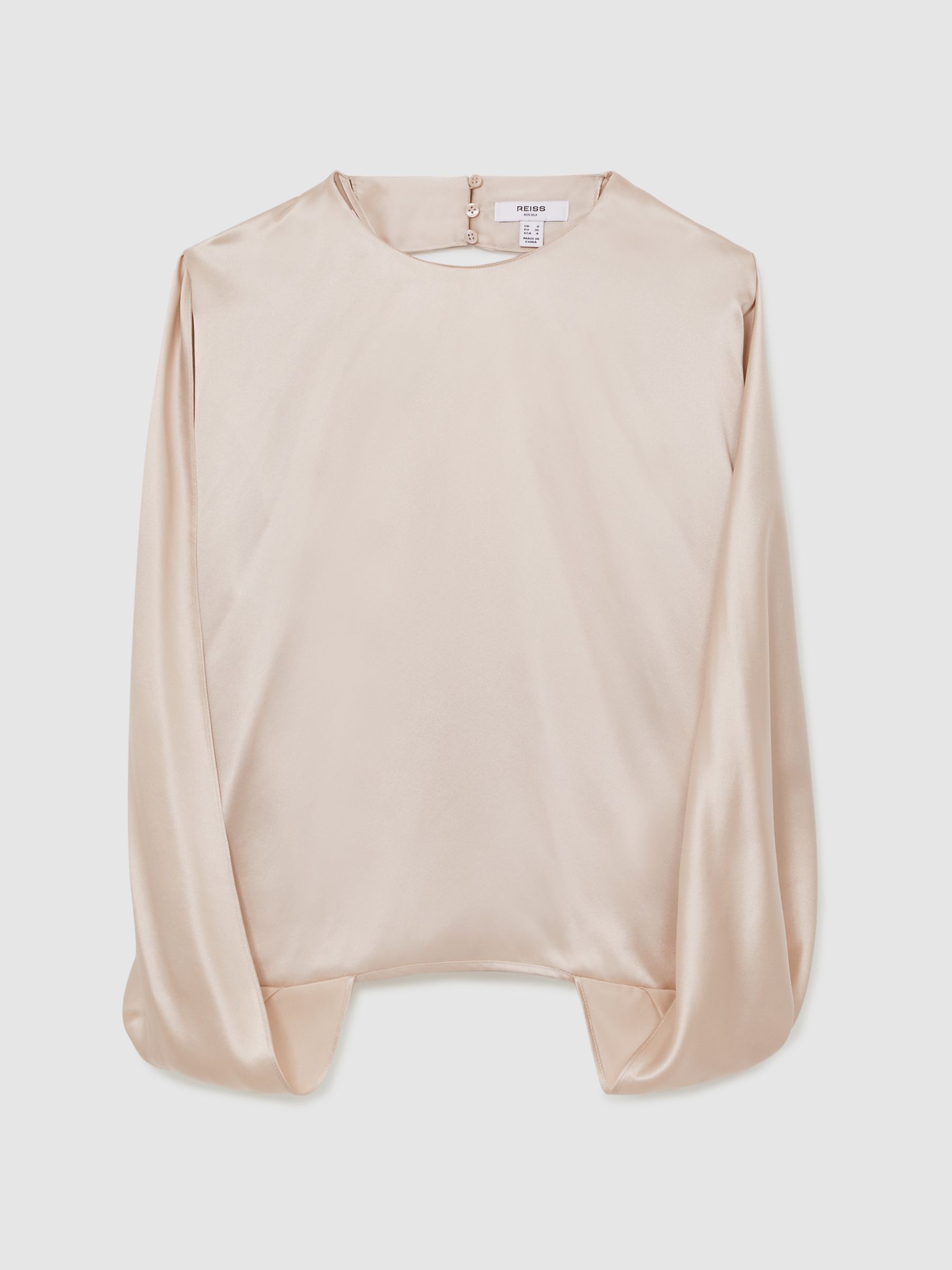 Silk Draped Sleeveless Top in Champagne Neutral - Image 2 of 6