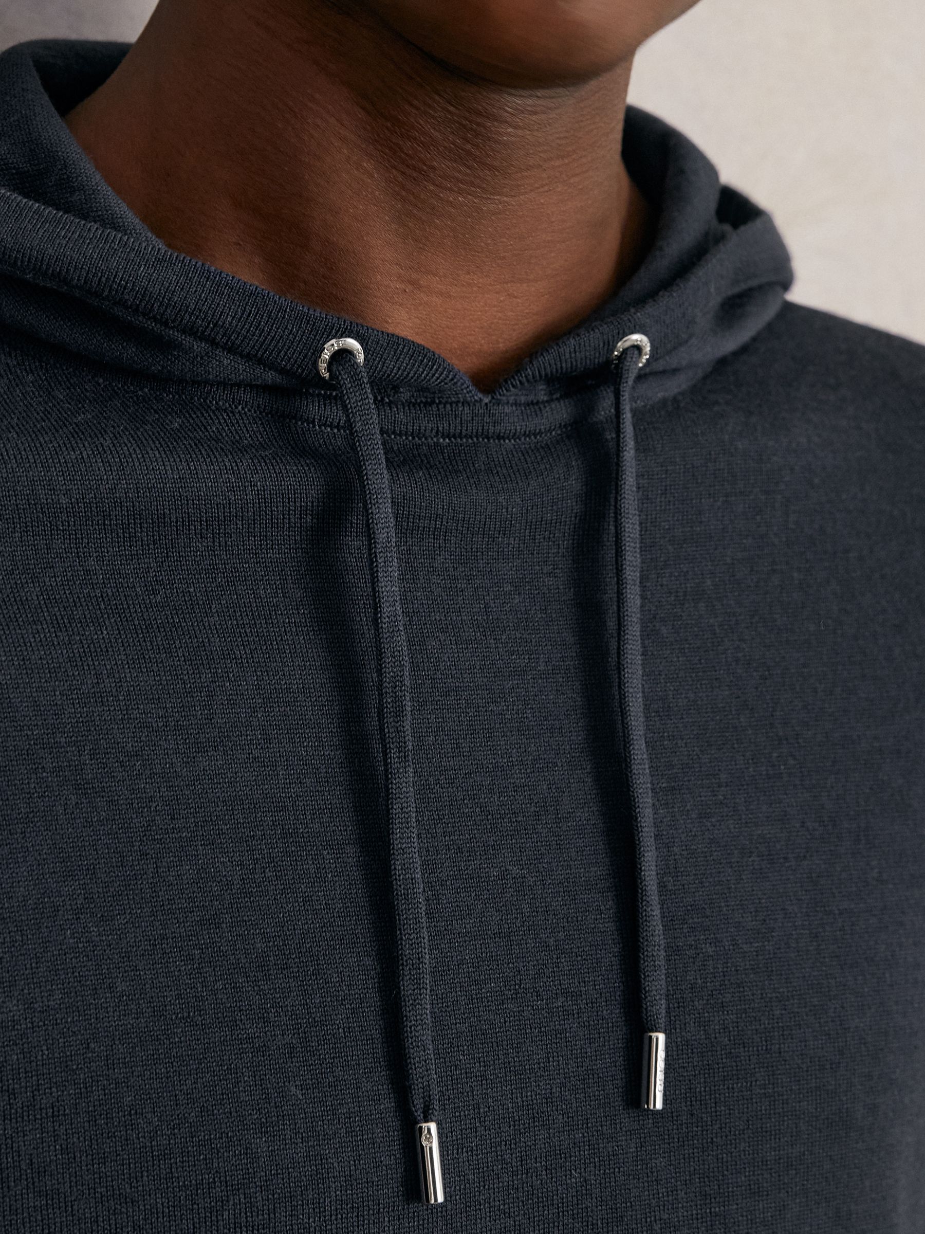 Merino Wool Drawstring Hoodie in Midnight Navy - Image 2 of 6