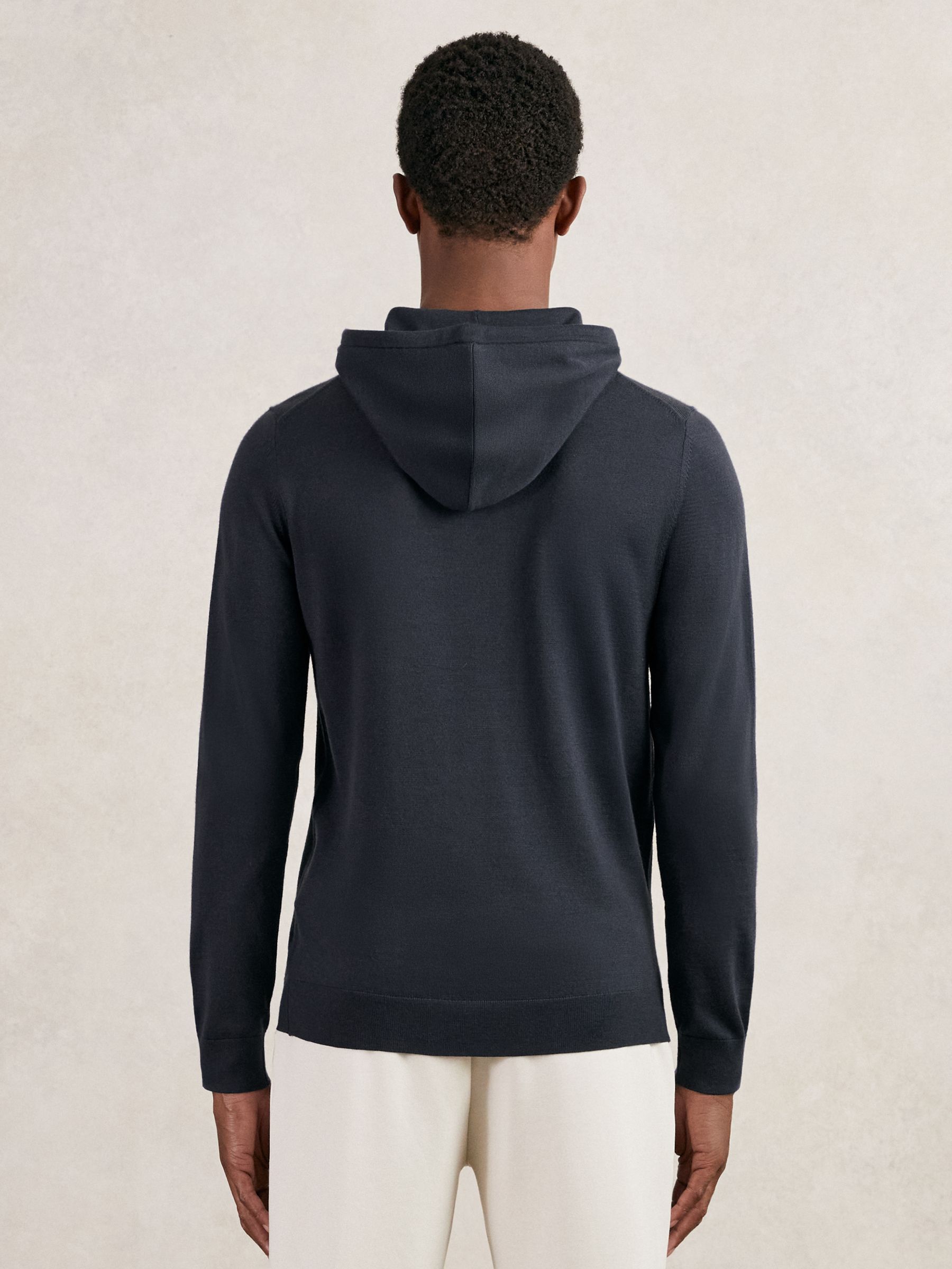 Merino Wool Drawstring Hoodie in Midnight Navy - image 4