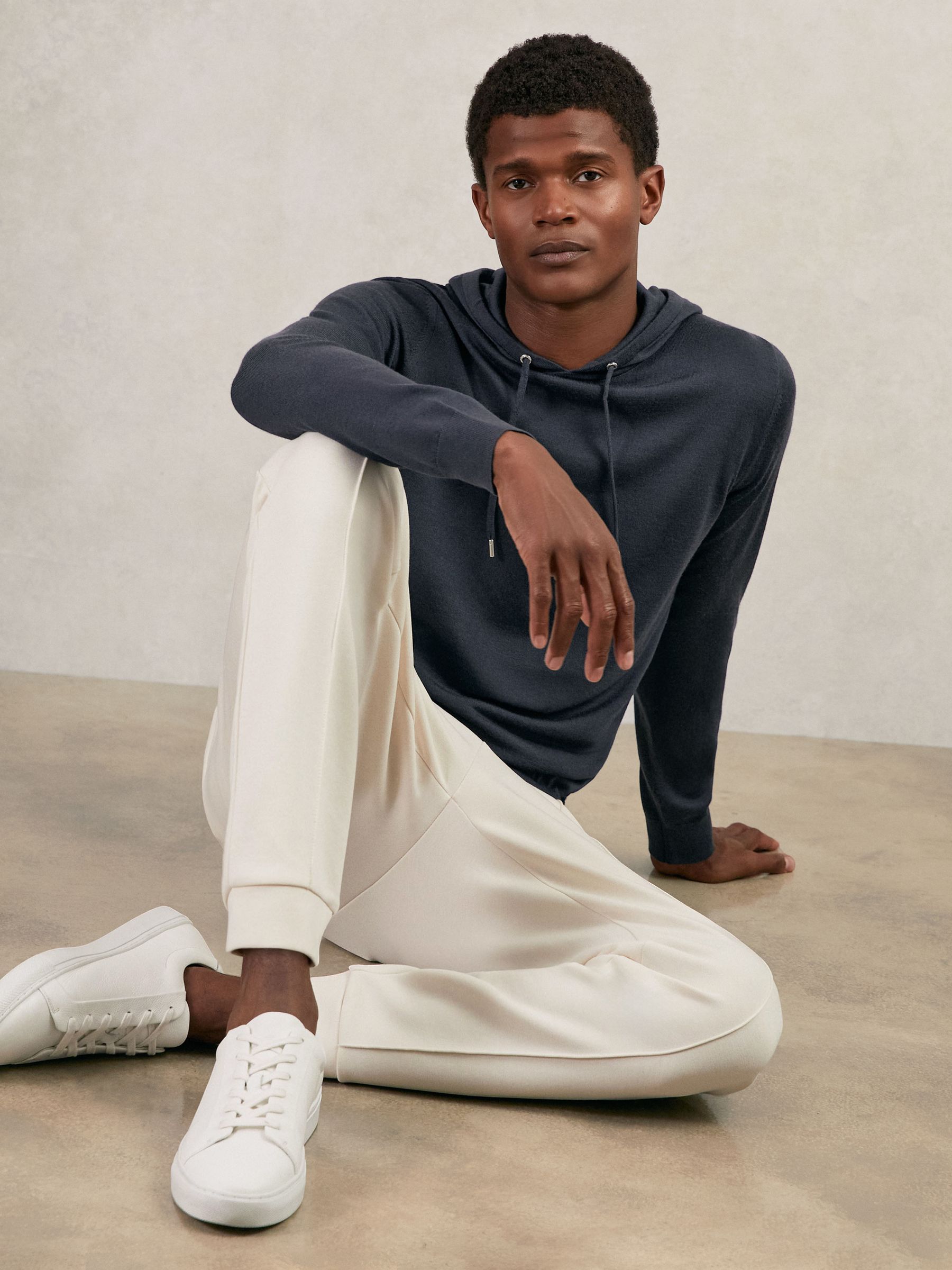 Merino Wool Drawstring Hoodie in Midnight Navy - image 5