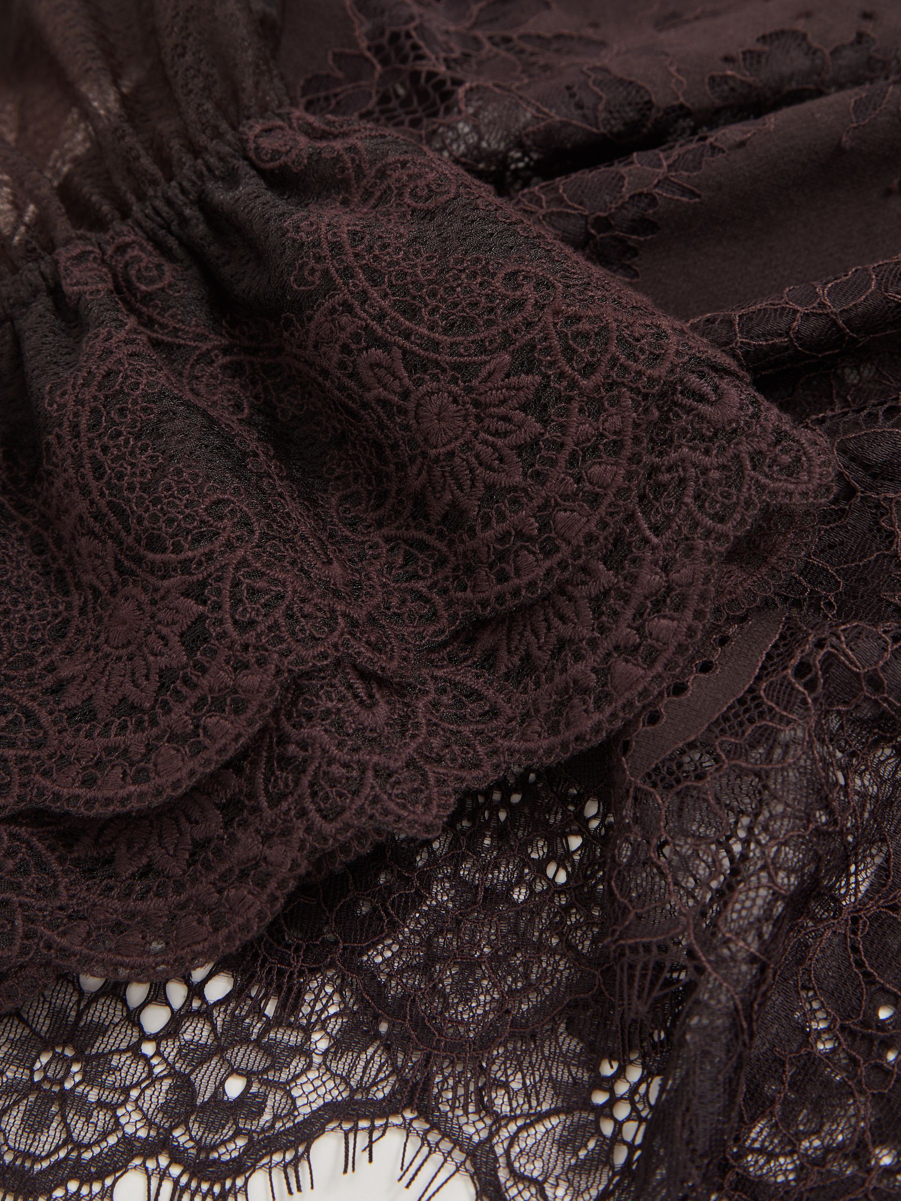 Lace Flared Cuff Blouse in Chocolate Brown - Image 6 of 6