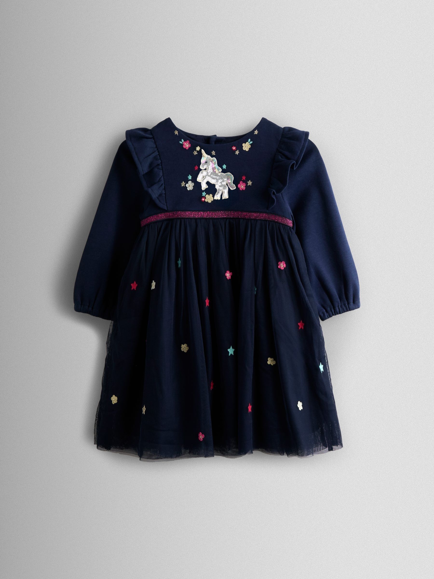 Navy Blue Unicorn Appliqué Tulle Party Dress - Image 1 of 4