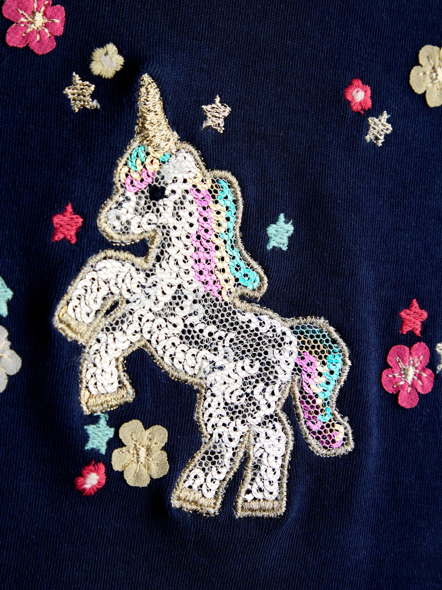 Navy Blue Unicorn Appliqué Tulle Party Dress - Image 3 of 4