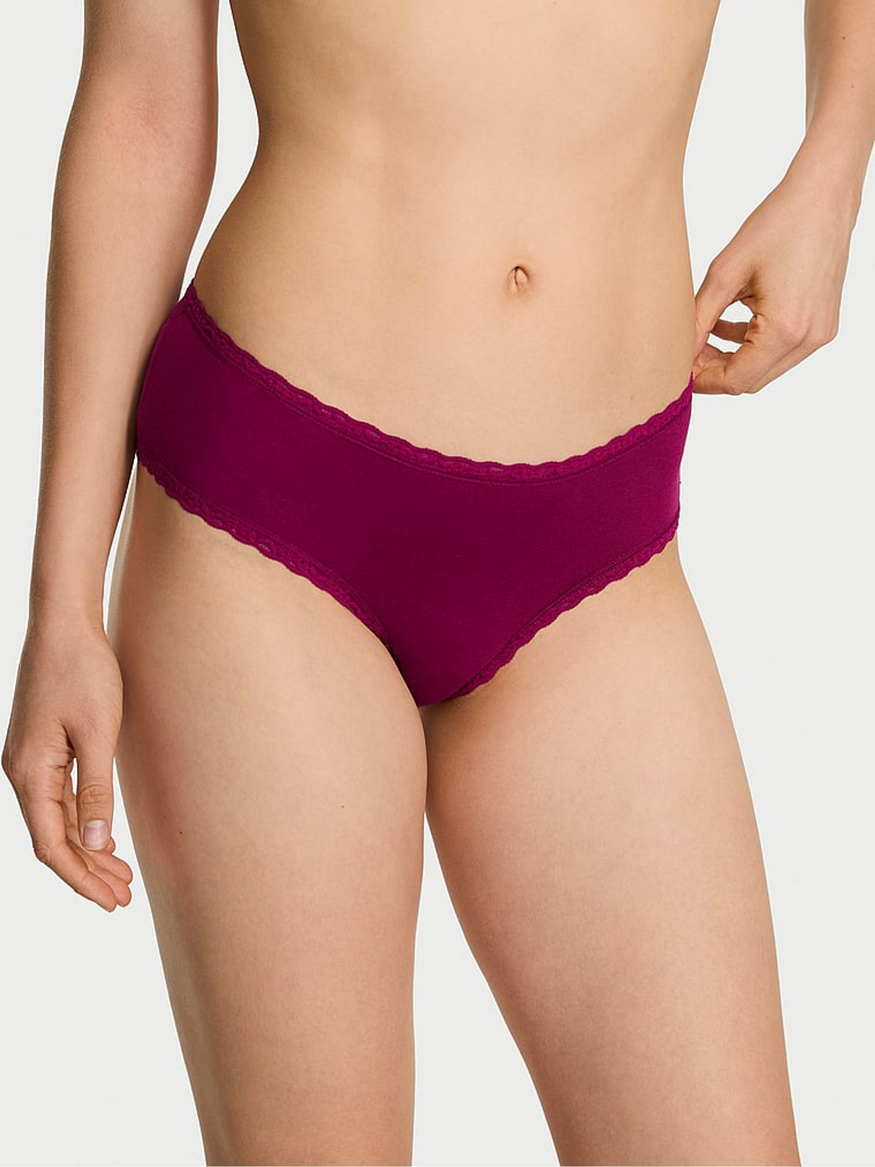 Fresh Jam Purple Cheeky Cotton Lace Waist Knickers - Image 1 of 3