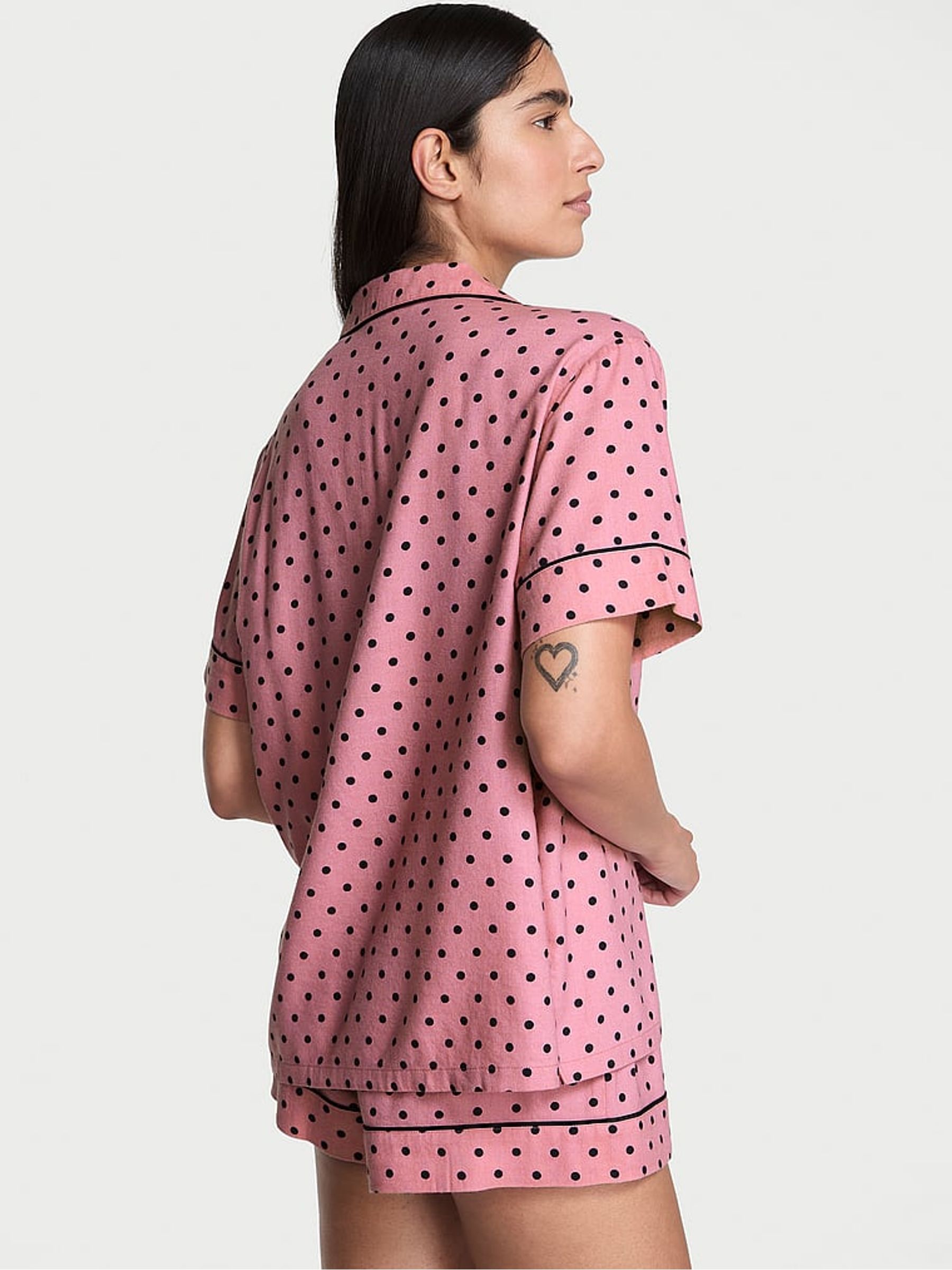 Asprin Dot Pink Flannel Short Pyjamas Set - Image 3 of 3