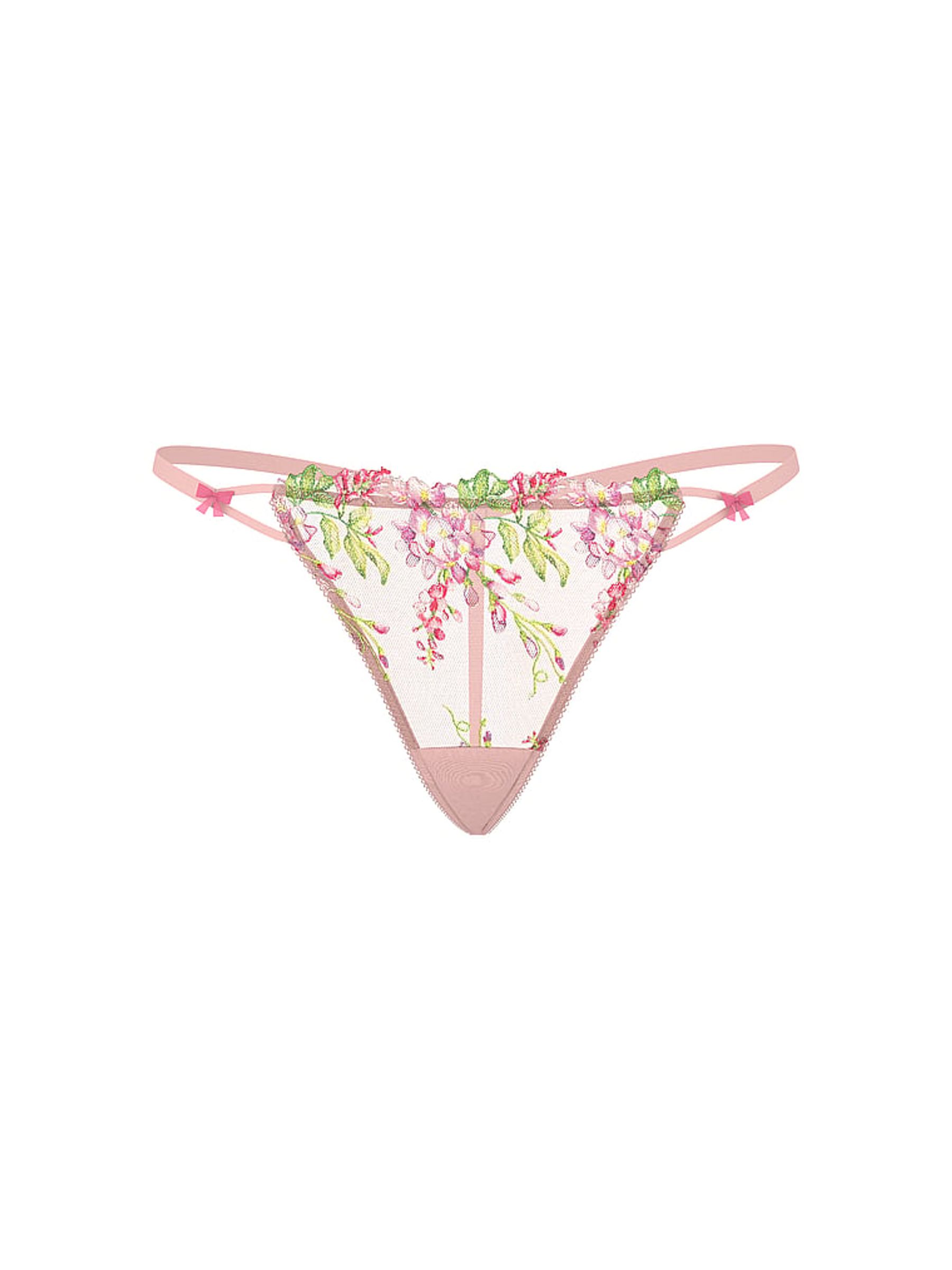Pink G-String Wisteria Embroidery Knickers - Image 3 of 3