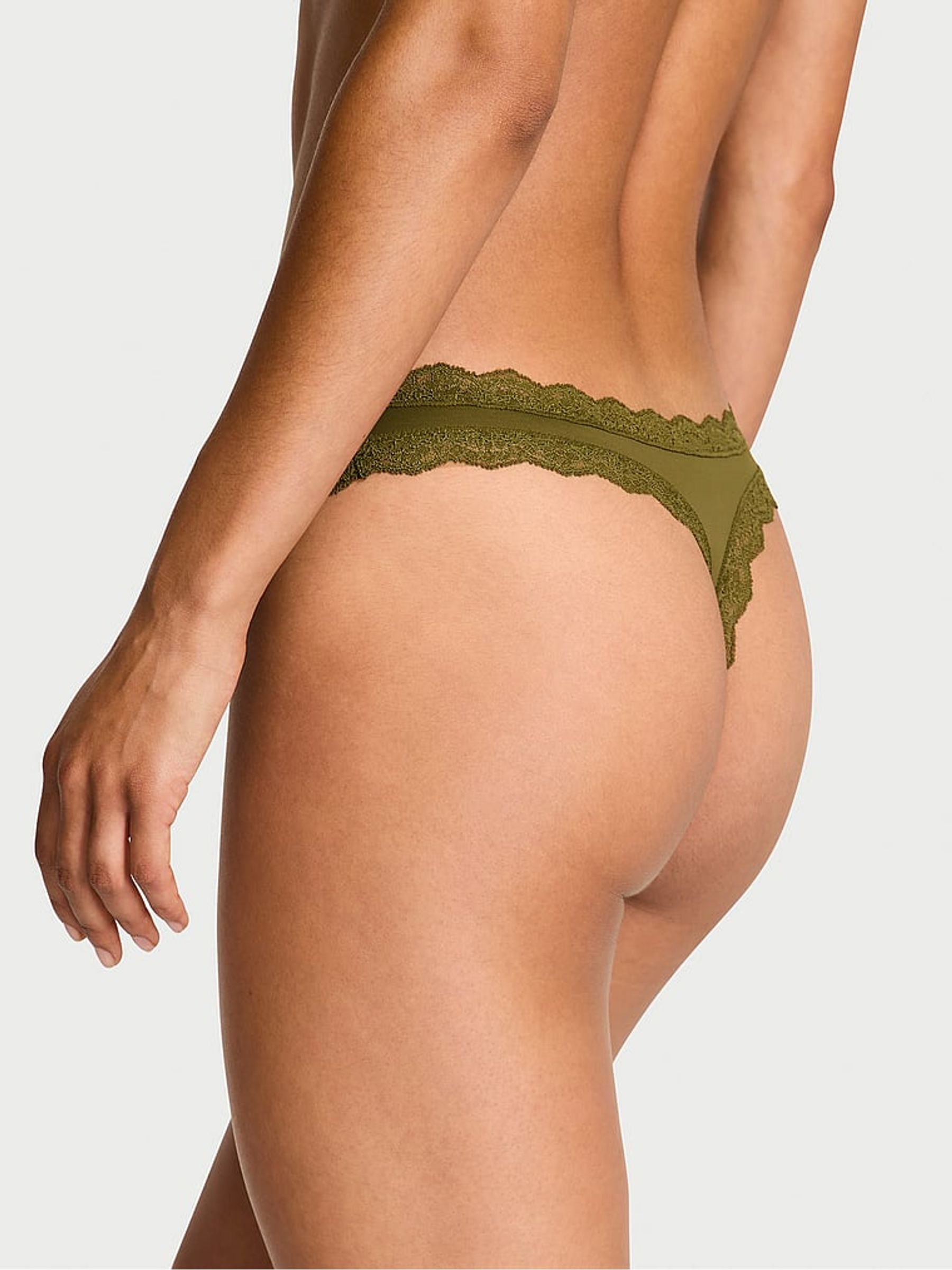 Green Chameleon Lace Trim Thong Knickers - Image 2 of 3
