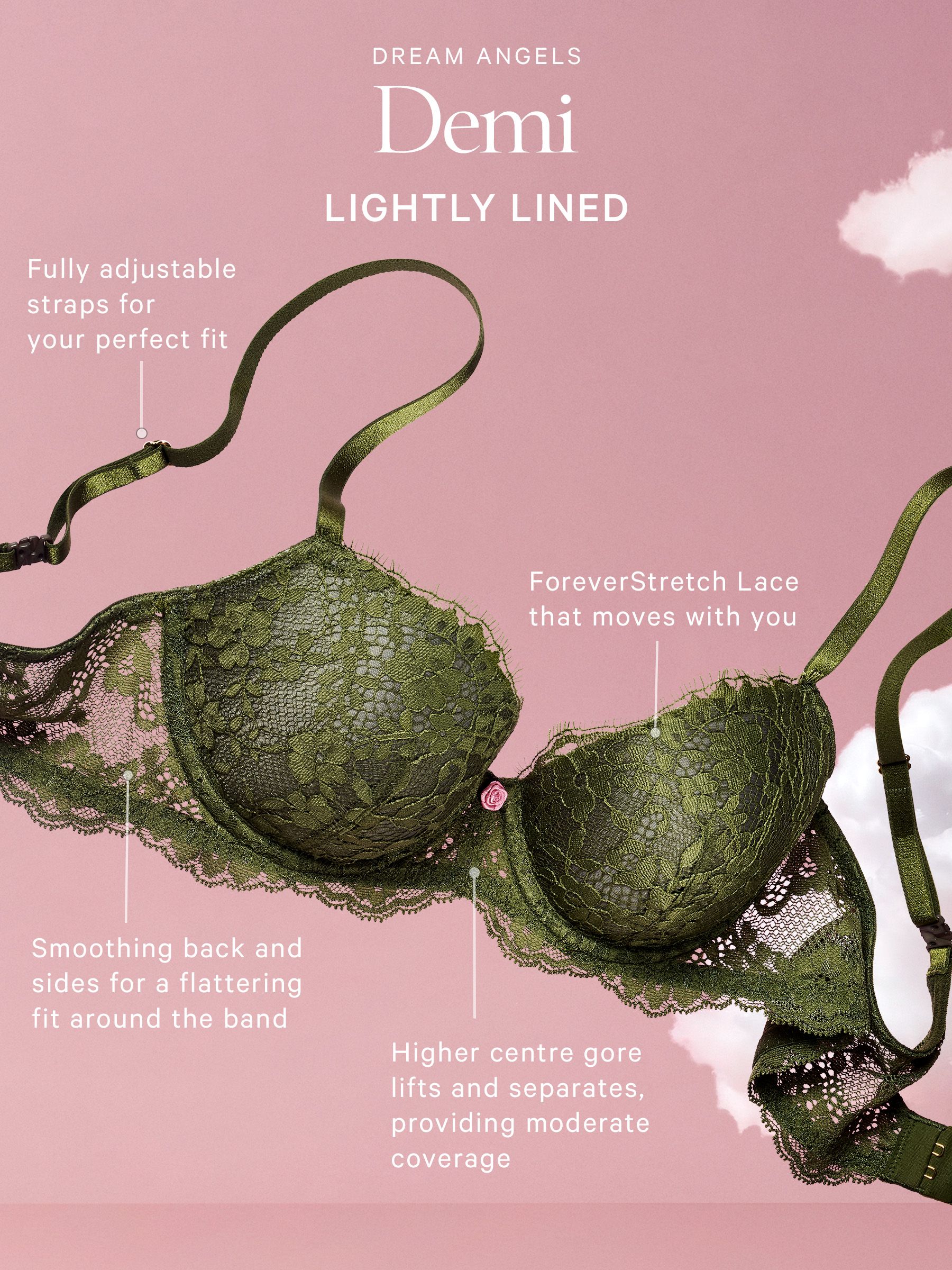 Seductive Rose Pink Lightly Lined Demi Lace Bra - Image 4 of 5