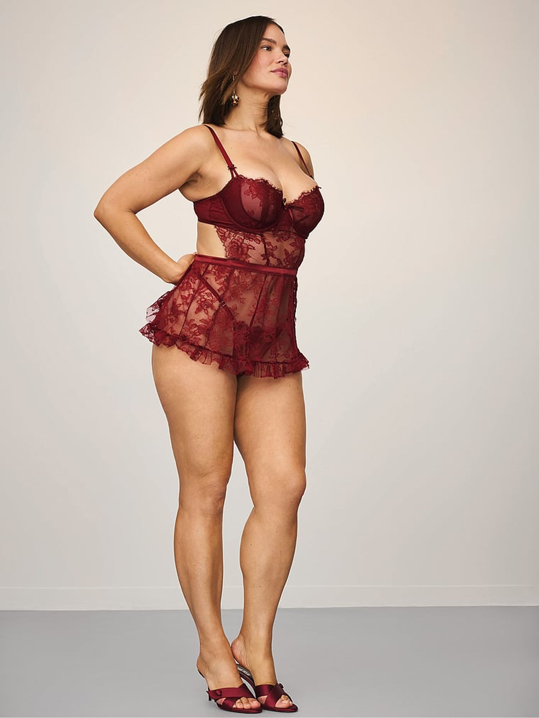 Sangria Red Apron Babydoll Set - Image 3 of 5