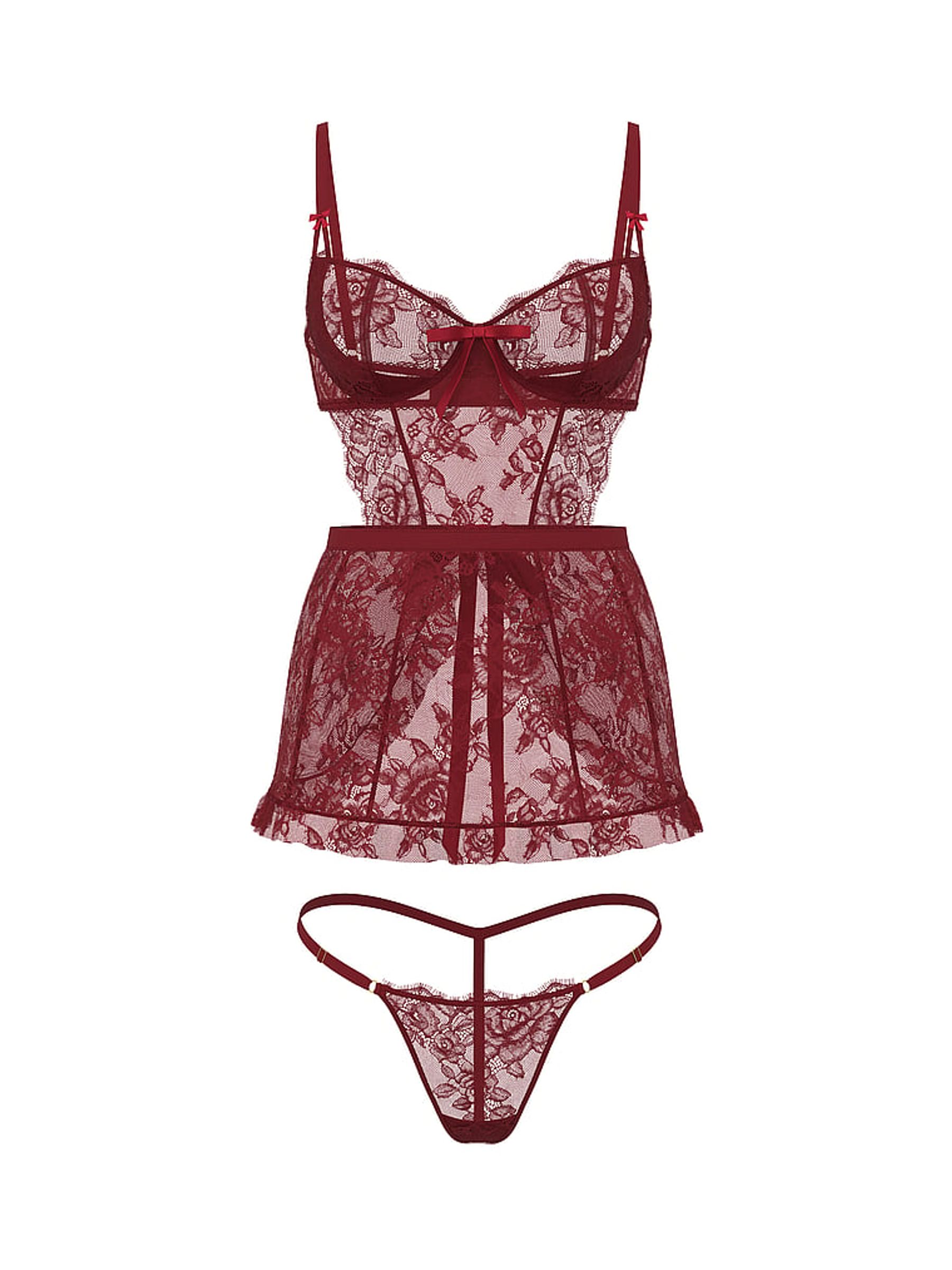 Sangria Red Apron Babydoll Set - Image 5 of 5