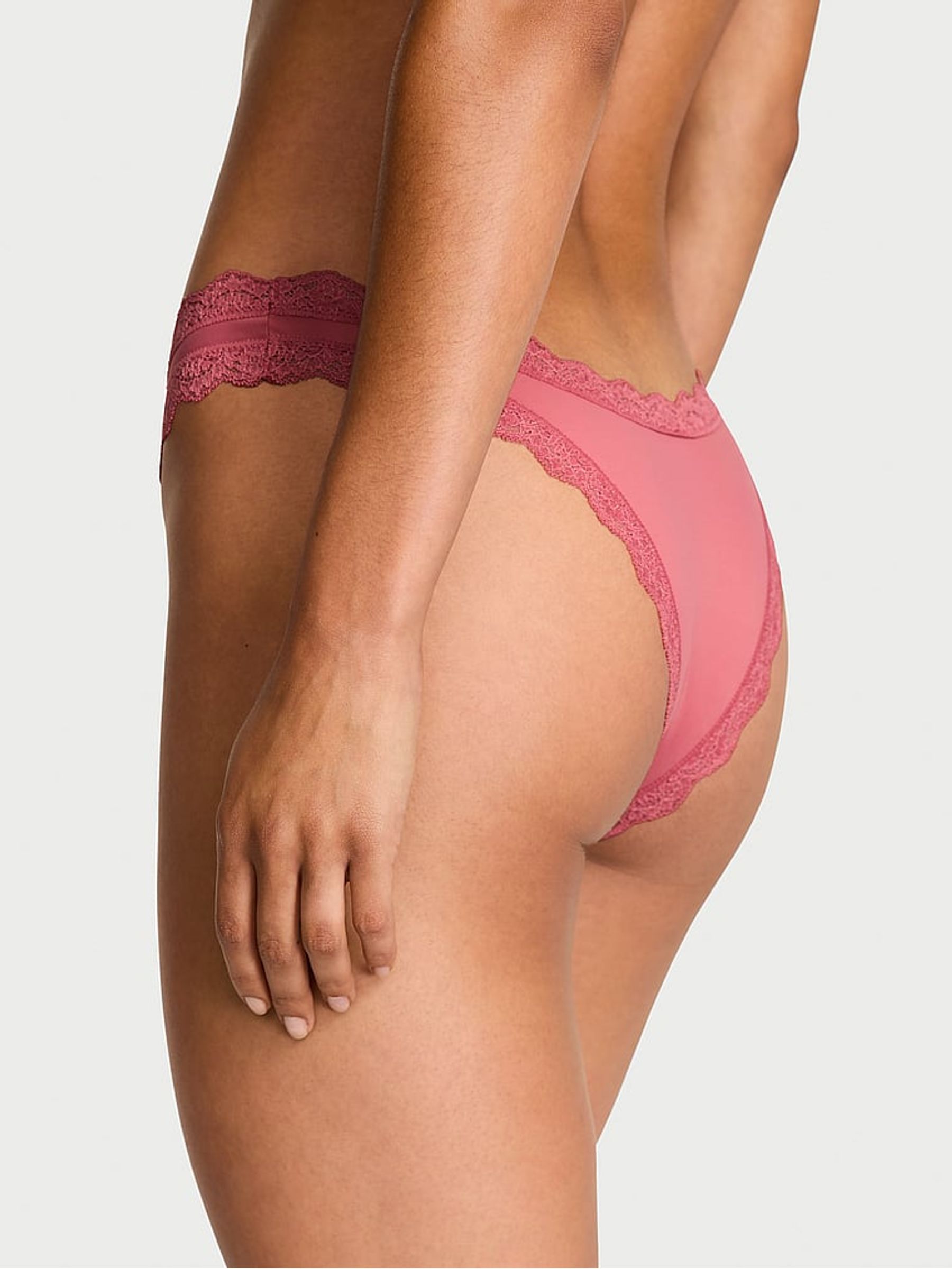 Seductive Rose Pink Lace Trim Brazilian Knickers - Image 2 of 3
