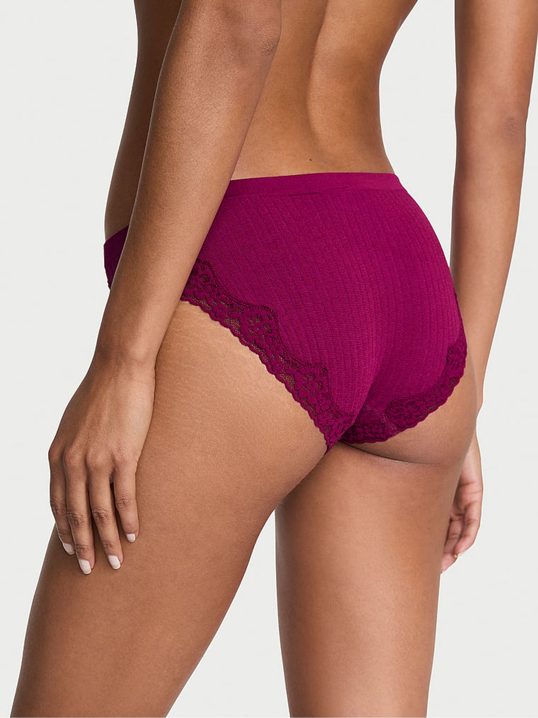 Fresh Jam Purple Bikini Rib Lace Trim Knickers - Image 2 of 2