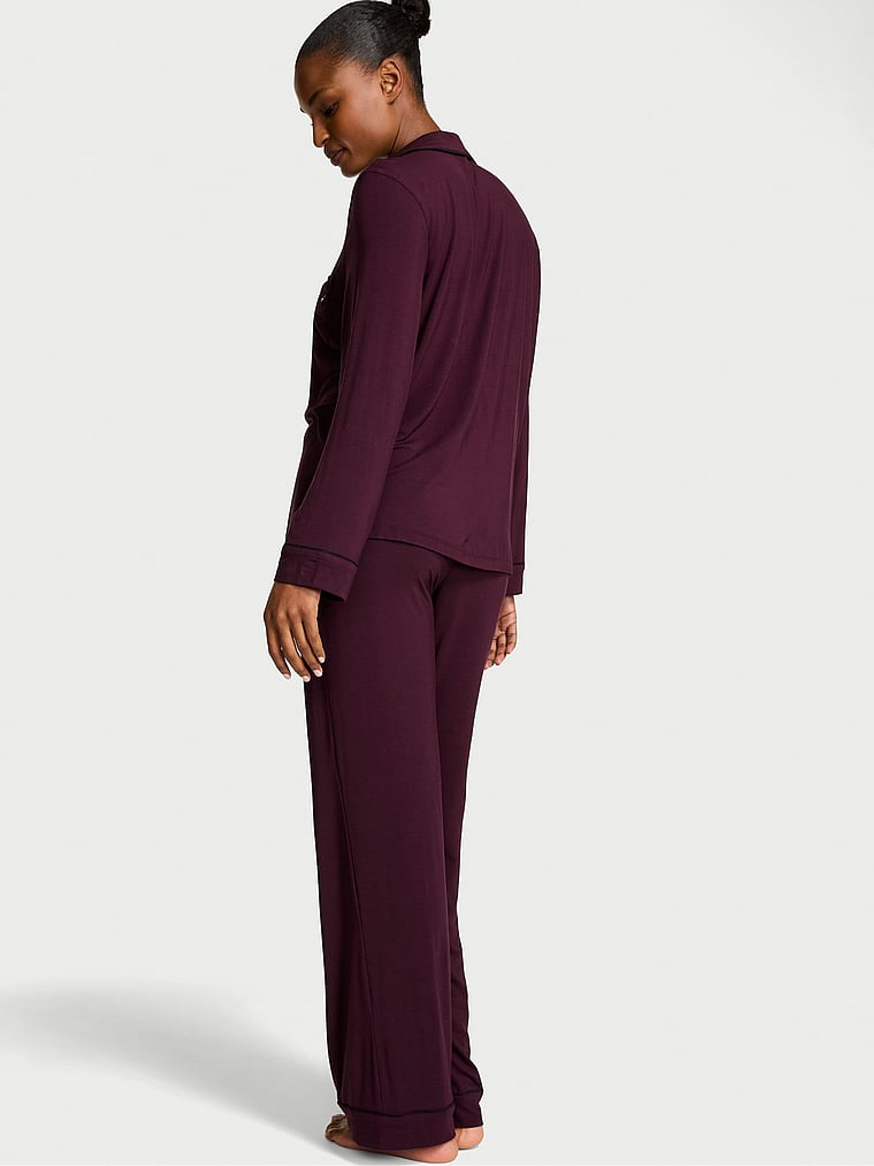 Winter Wine Purple Modal Long Pyjamas Set - Image 2 of 3