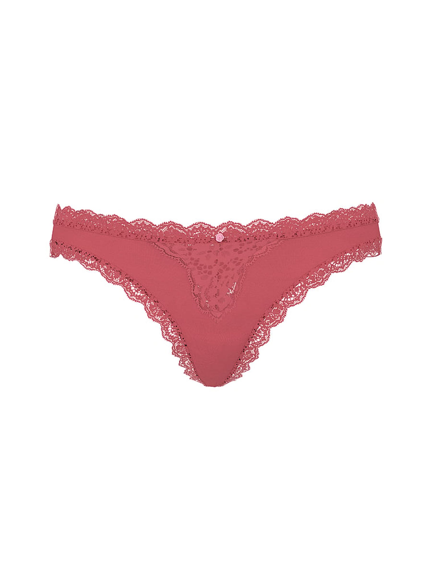 Seductive Rose Pink Lace Trim Thong Knickers - Image 3 of 3
