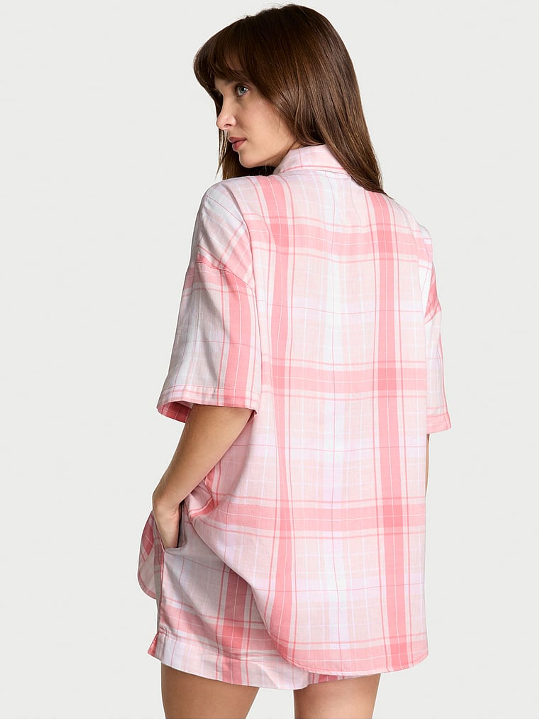 Heather Pink Petal/Rally Bold Plaid Cotton Modal Short Pyjamas Set - Image 2 of 2
