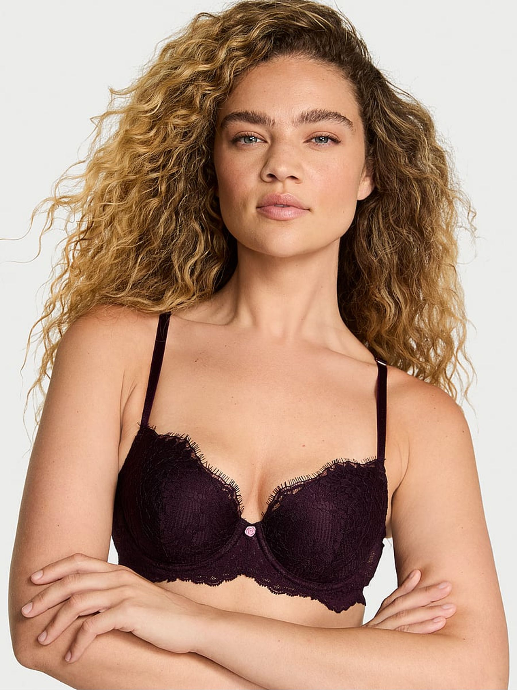 Winter Wine Red Lightly Lined Demi Lace Bra - Image 1 of 3