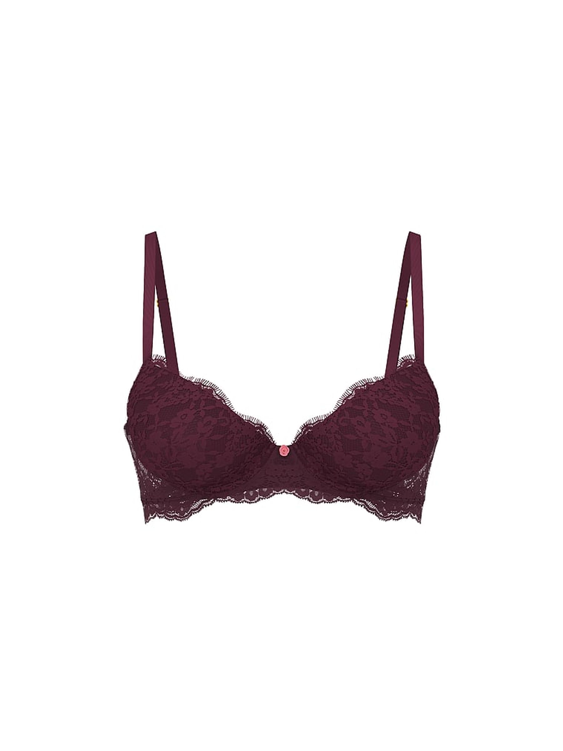 Winter Wine Red Lightly Lined Demi Lace Bra - Image 3 of 3