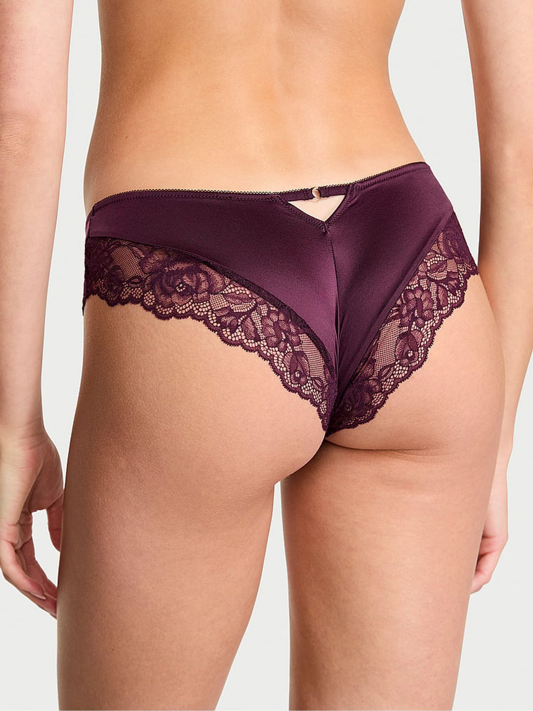 Winter Wine Red Cheeky Rose Lace Trim Knickers - Image 2 of 4
