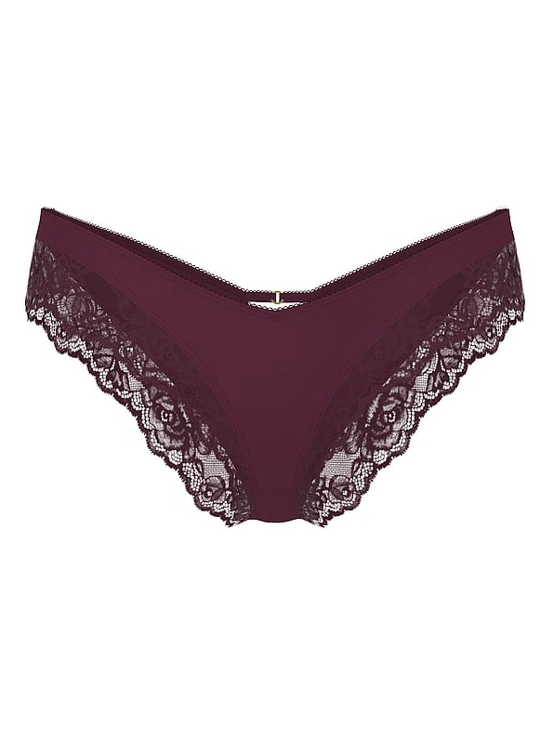 Winter Wine Red Cheeky Rose Lace Trim Knickers - Image 4 of 4
