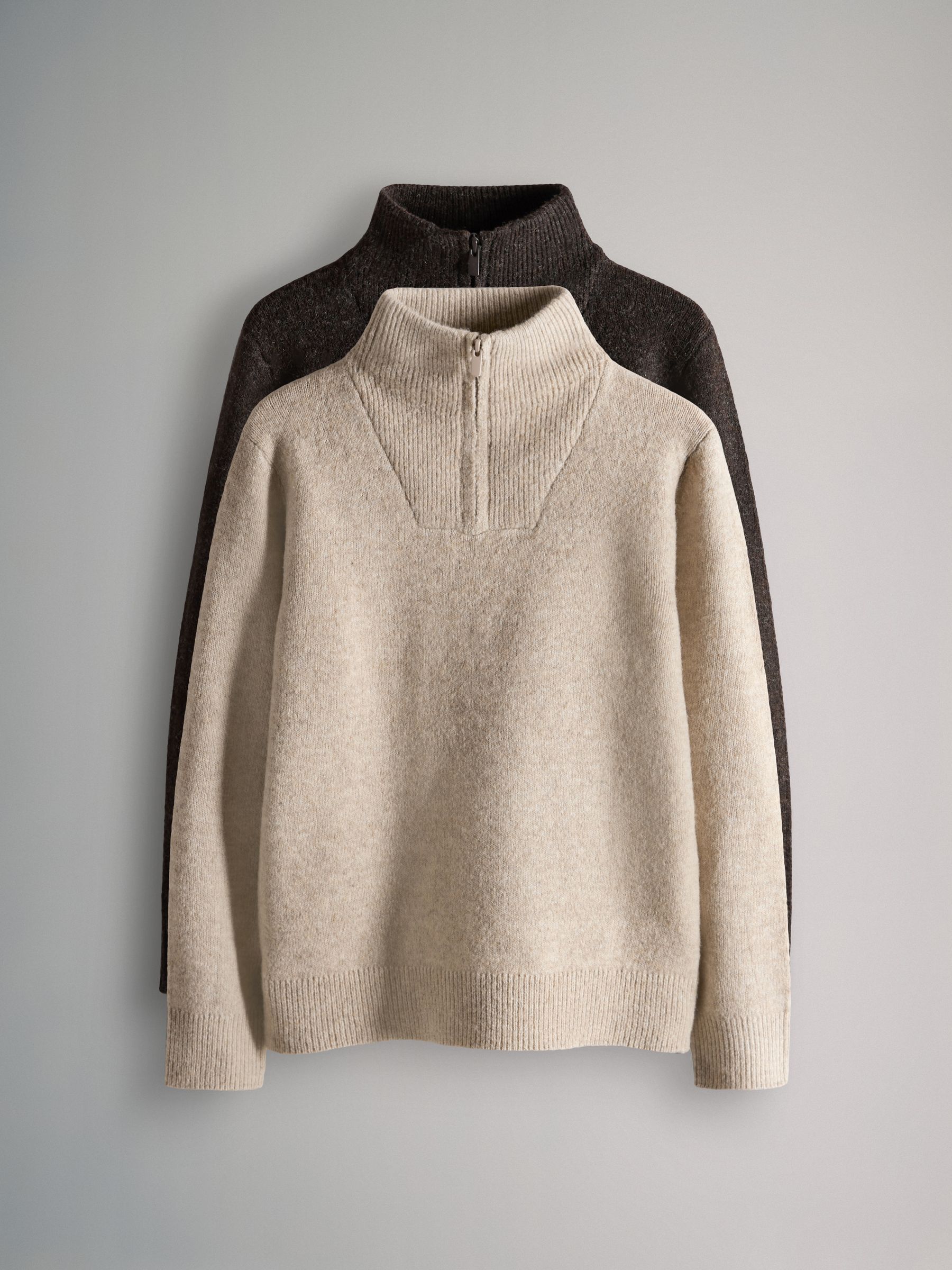 2 Pack Zip Neck Knitted Jumpers - Image 1 of 5 2 Pack Zip Neck Knitted Jumpers - Image 1 of 5