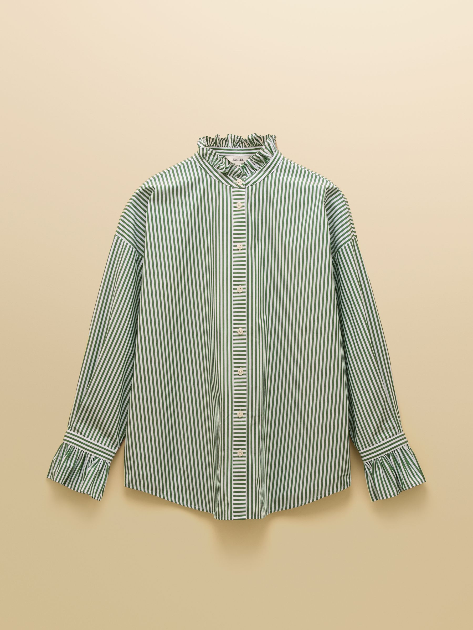 Mae Green & White Oversized Frill Neck Stripe Shirt - Image 8 of 8