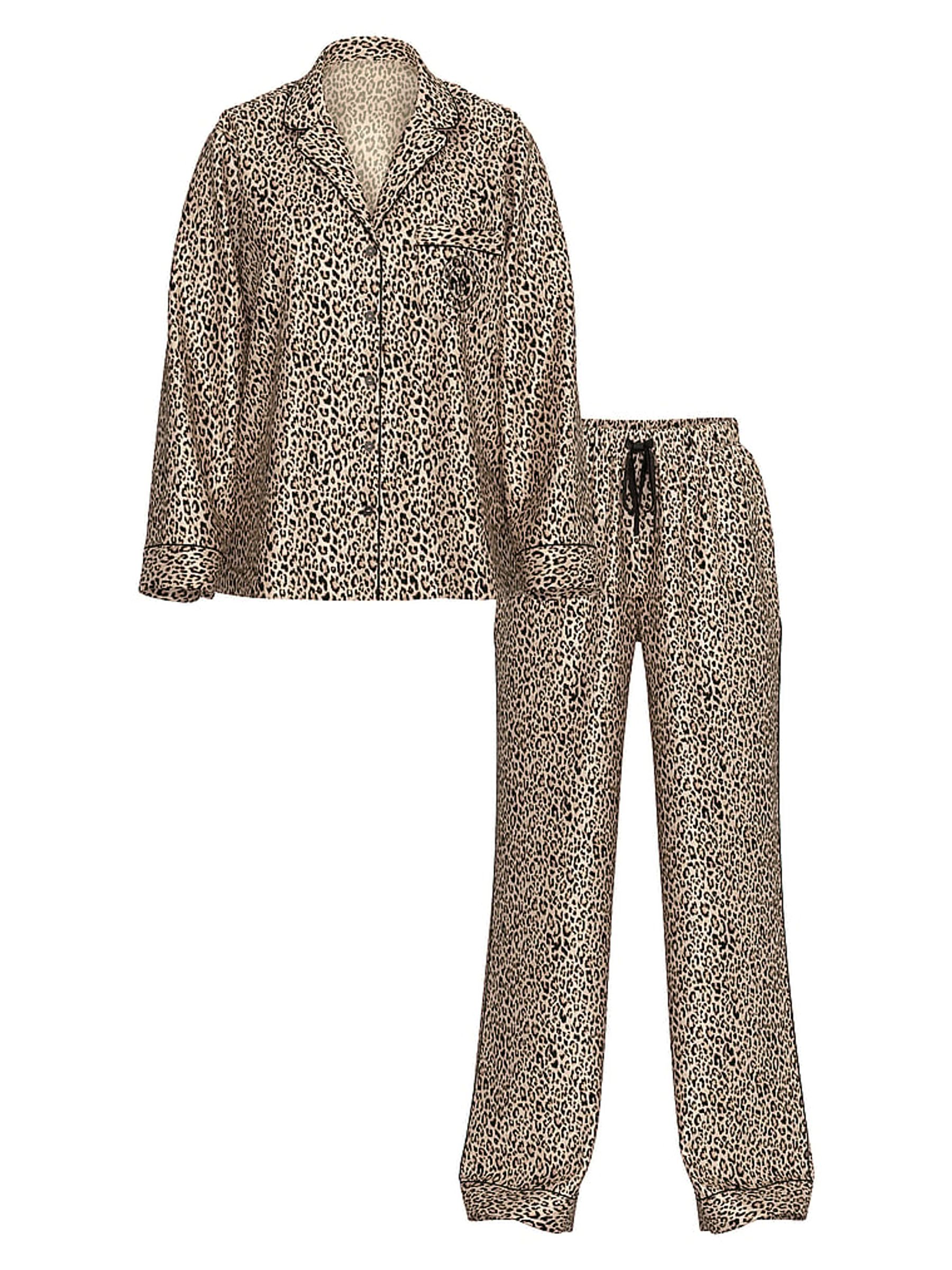 Leopard Nude Satin Long Pyjamas Set - Image 4 of 4